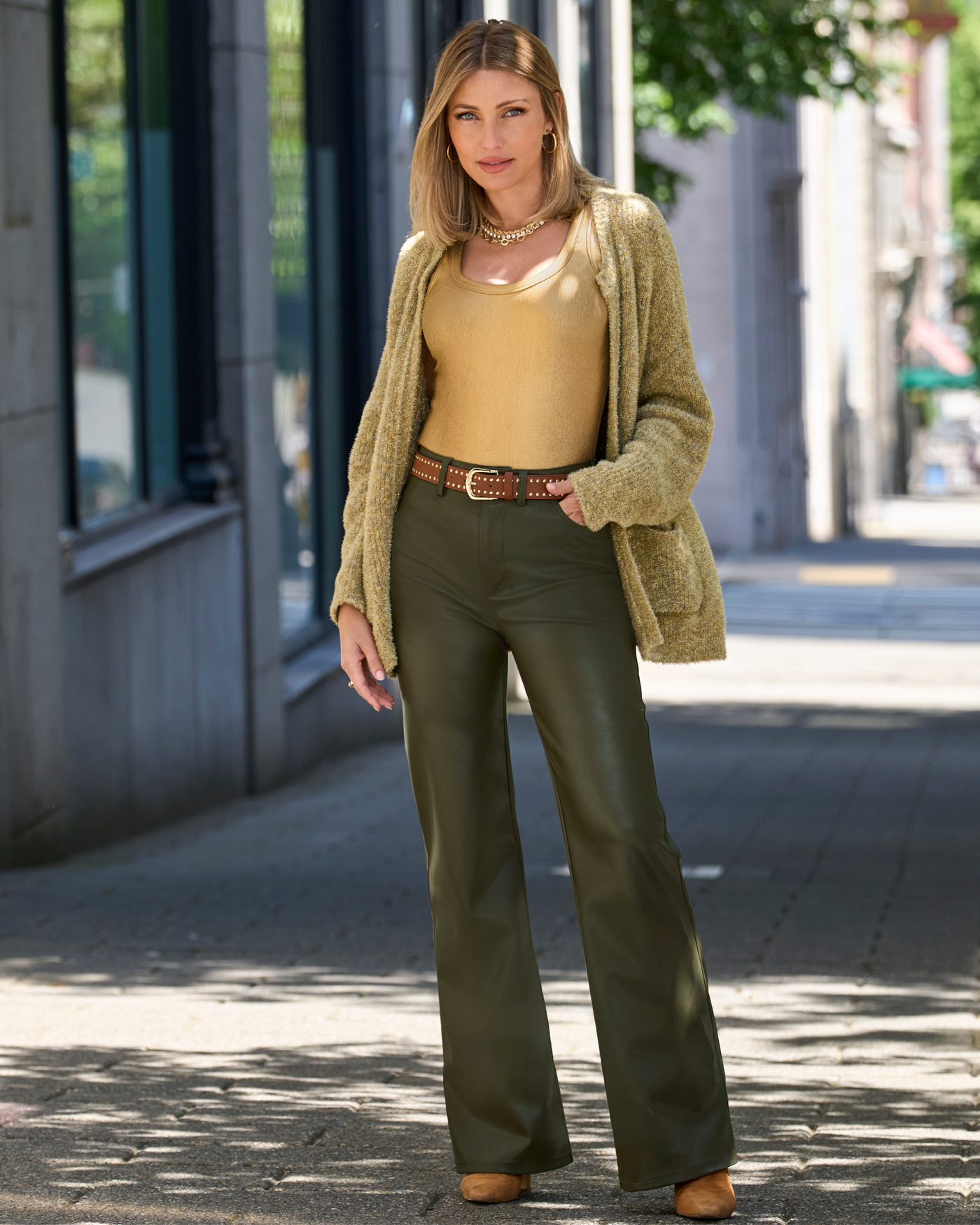 Malibu Wide Leg Five Pocket Faux Leather Pant Olive | Boston Malibu Wide Leg Five Pocket Faux Leather Pant Olive | Boston