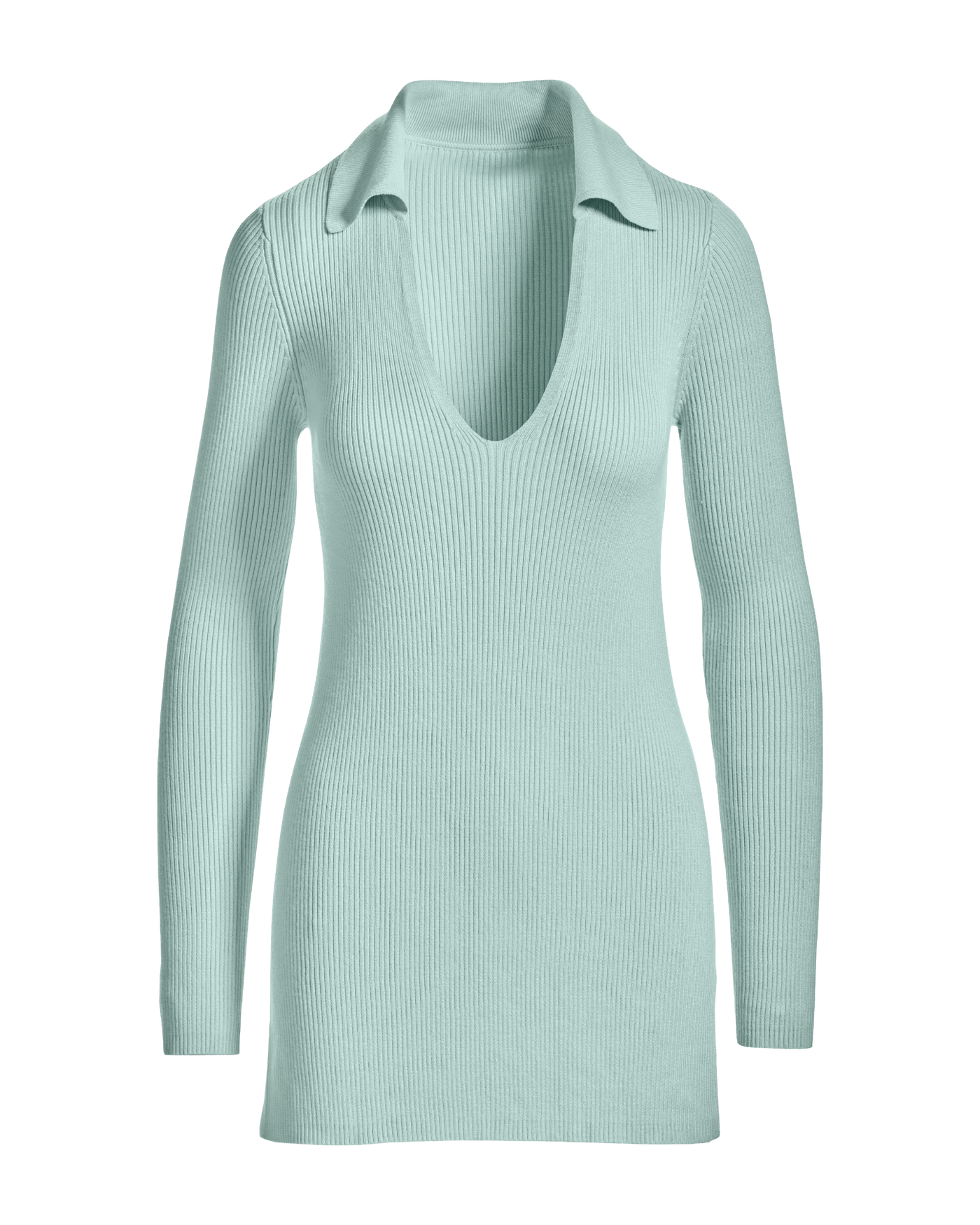 Ribbed Collar Tunic Sweater Surf Spray