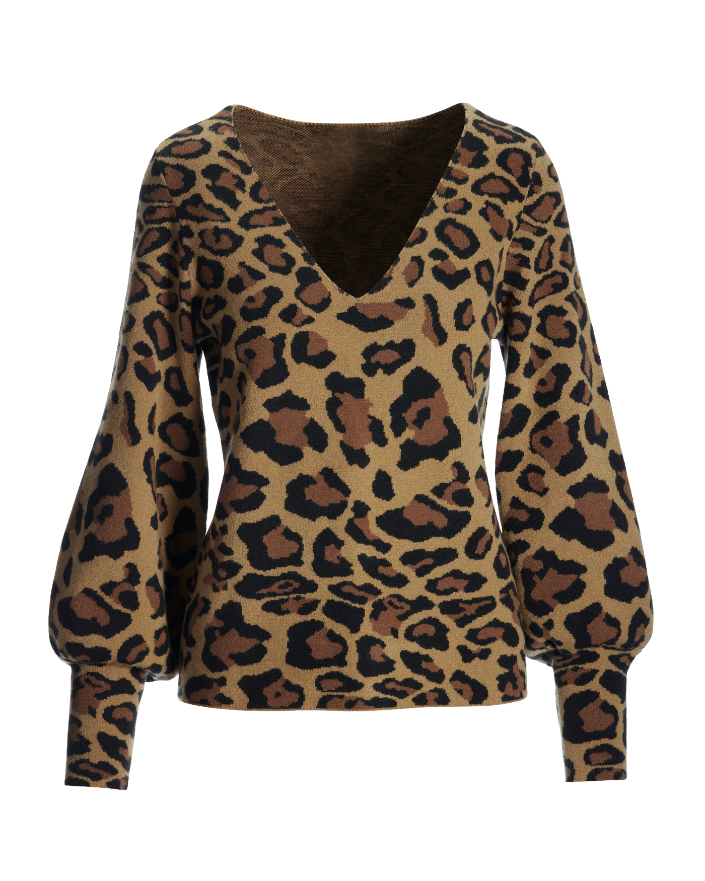 Cheetah V Neck Jacquard Sweater - Multi | Boston Proper