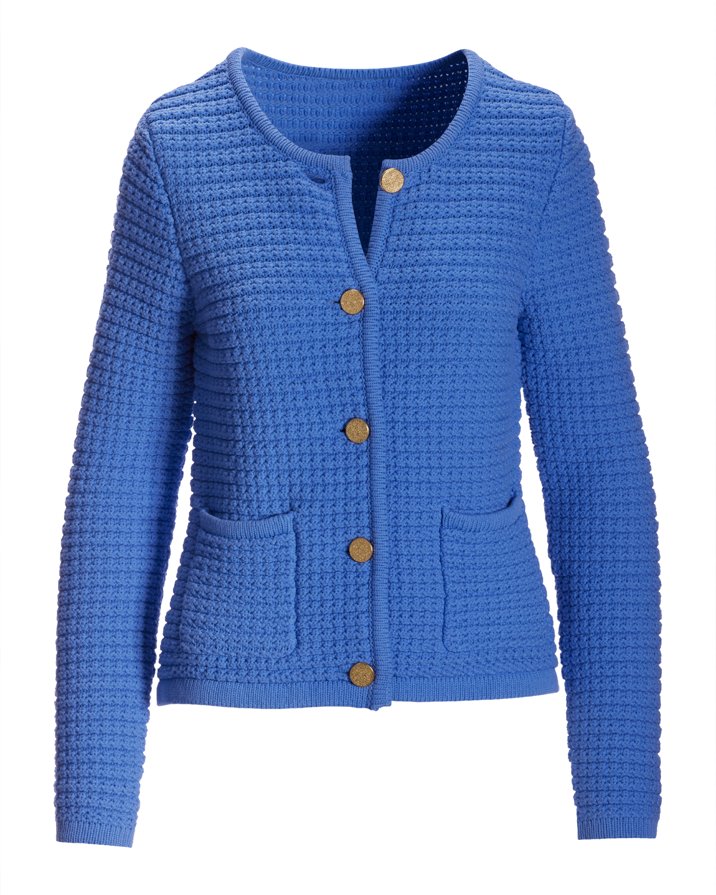 Textured Button Up Lady Cardigan Hydrangea Blue | Boston Proper