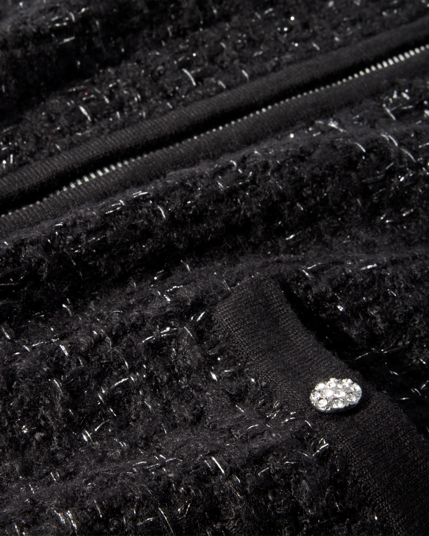 Sweater Tweed Zip Up Cardigan - Black/Silver | Boston Proper