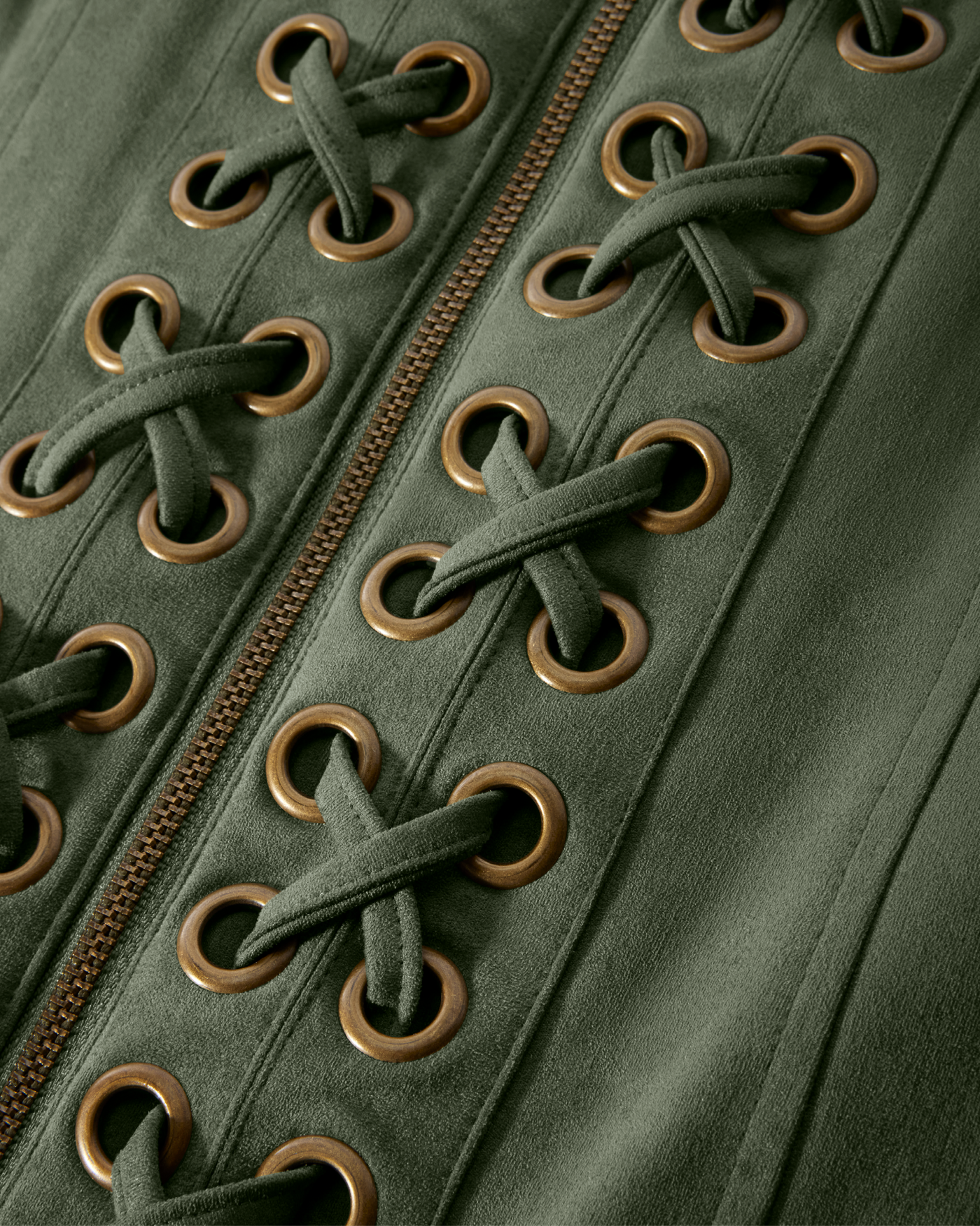 アクレントaclent Eyelet volume yoke coat Faux Suede Grommet Lace-Up Jacket Olive | Boston Proper