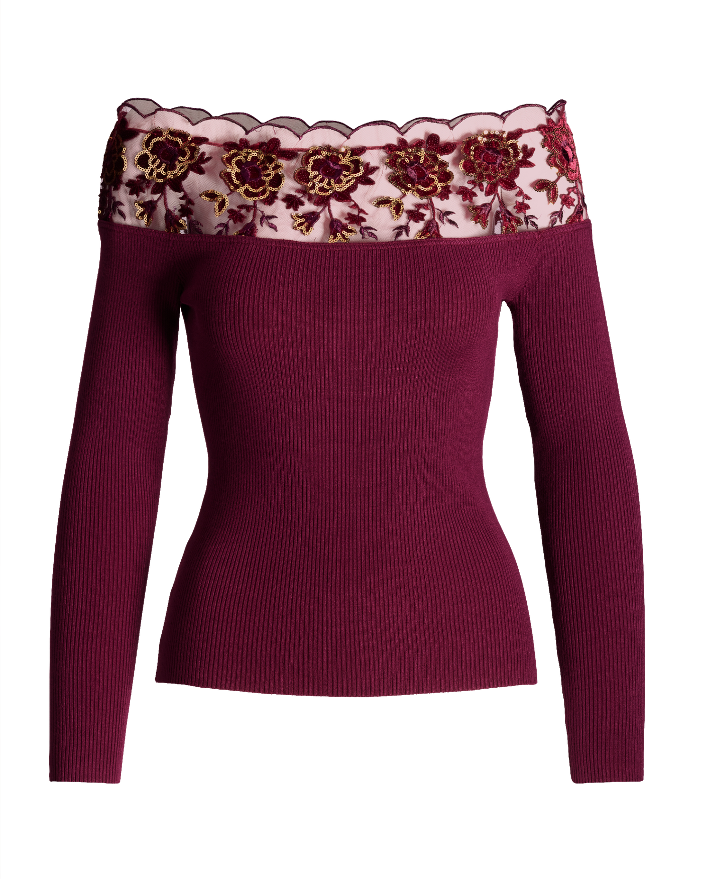 Popular Brebis Noir Red Sequin Embellished Alpaca Sweater