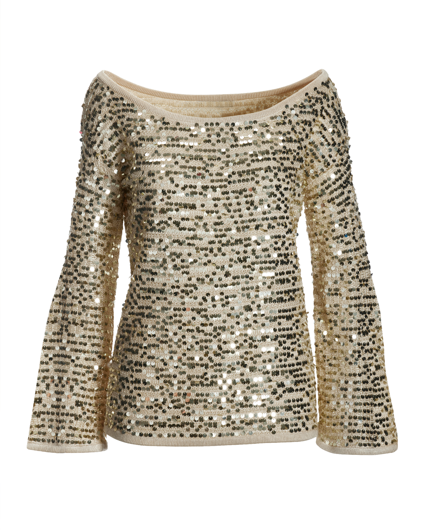 Sequin Slouchy Long Sleeve - Champagne | Boston Proper