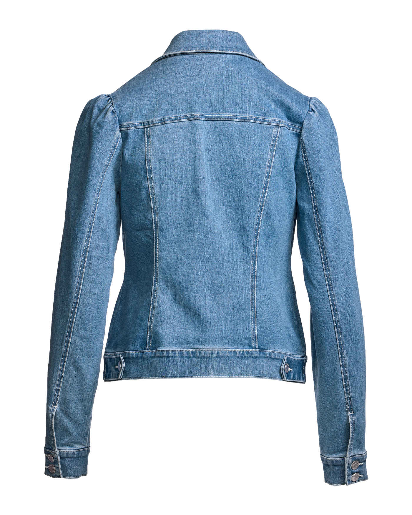 Stretch Denim Puff Sleeve Jacket Medium Wash