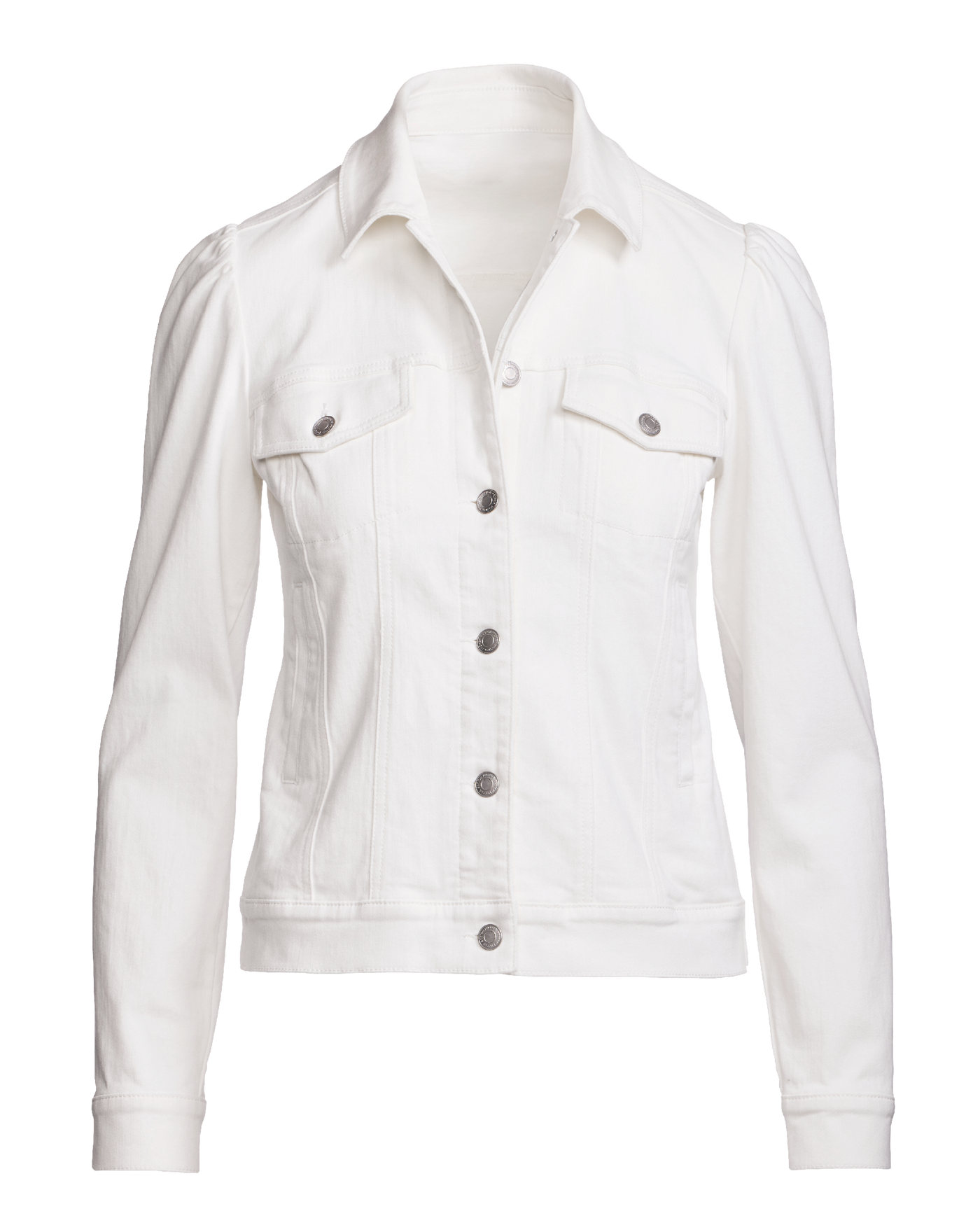 Stretch Denim Puff Sleeve Jacket White