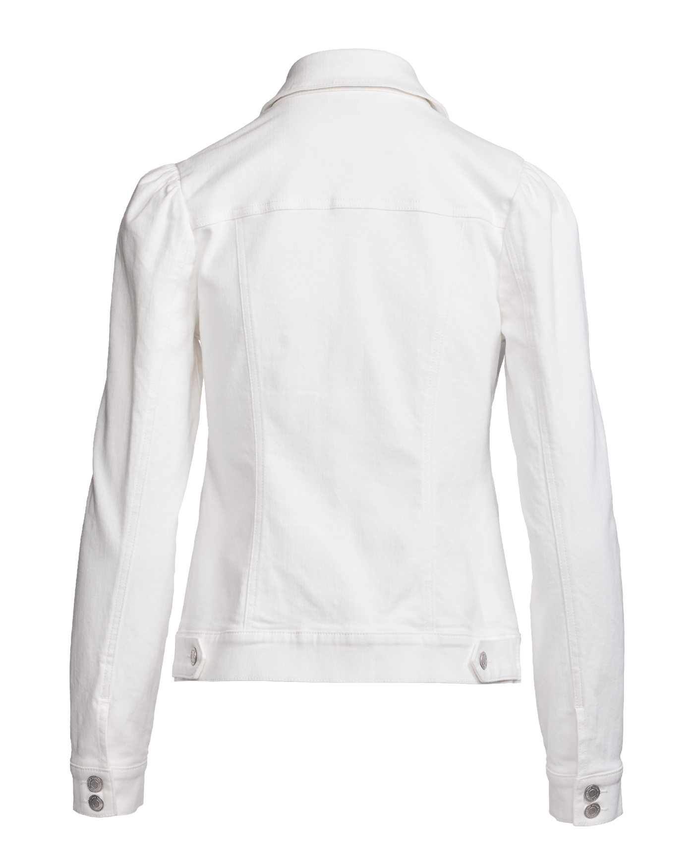 Stretch Denim Puff Sleeve Jacket White