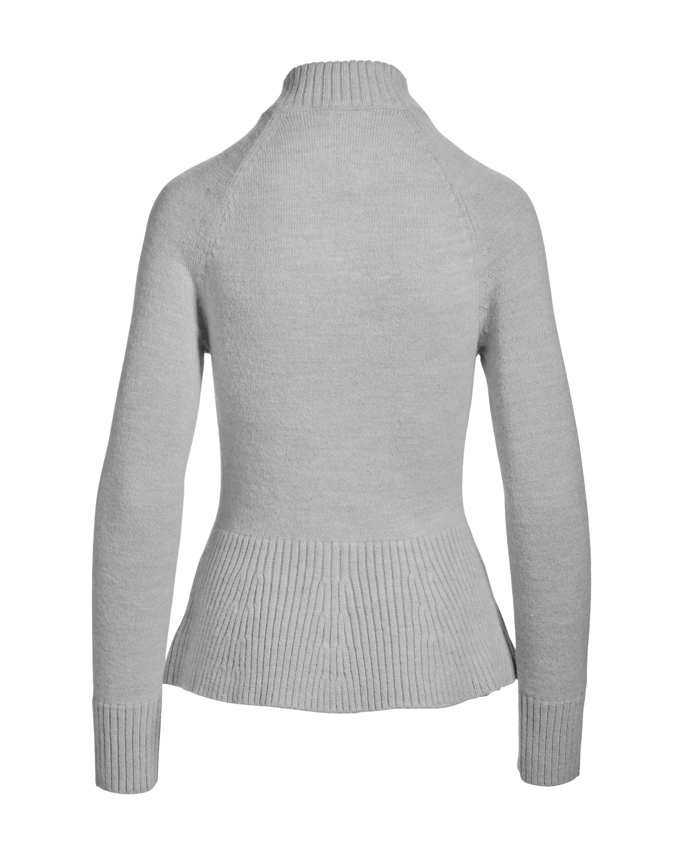 Rib Peplum Full Zip Cardigan Light Heather Gray