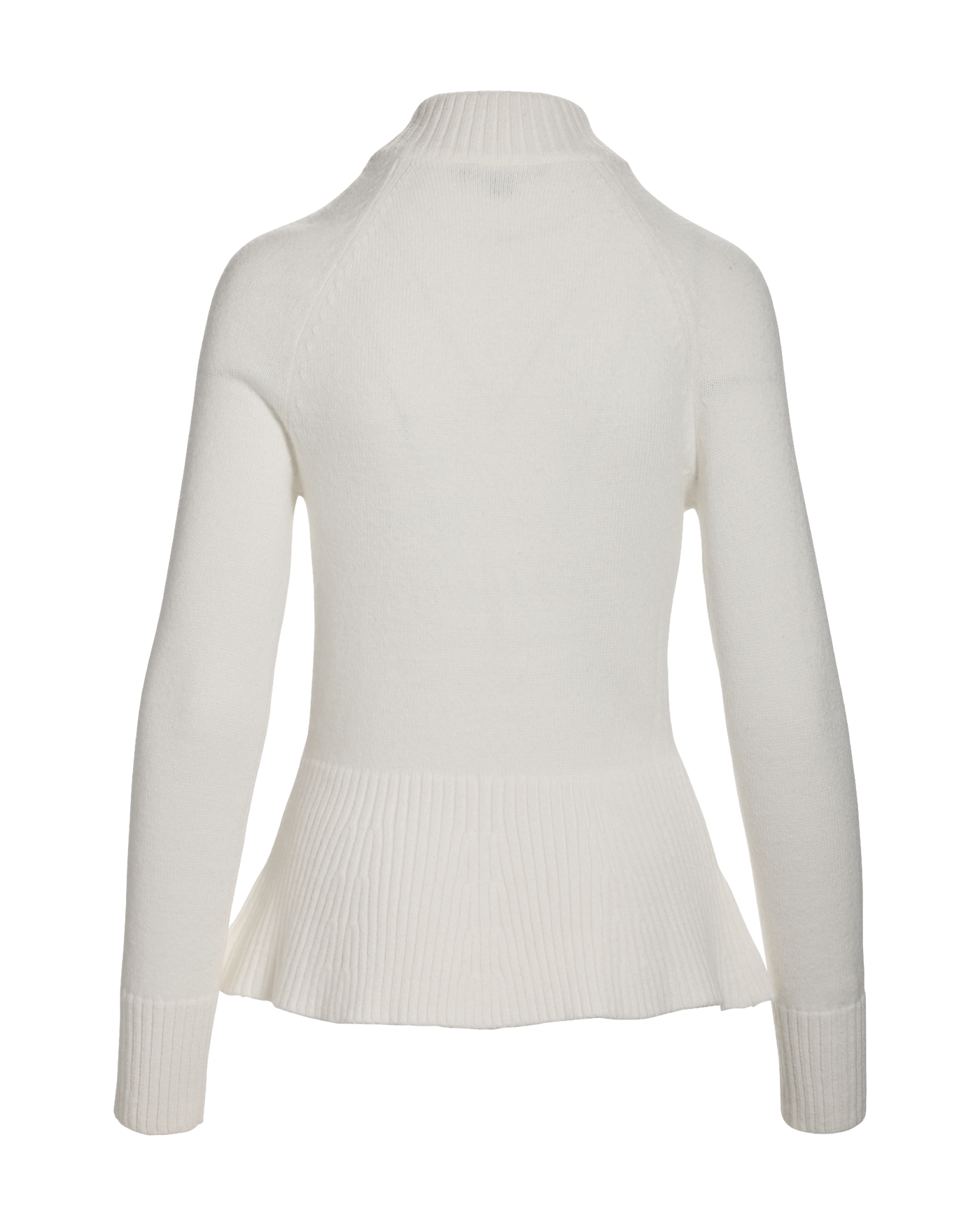 Rib Peplum Full Zip Cardigan Off White