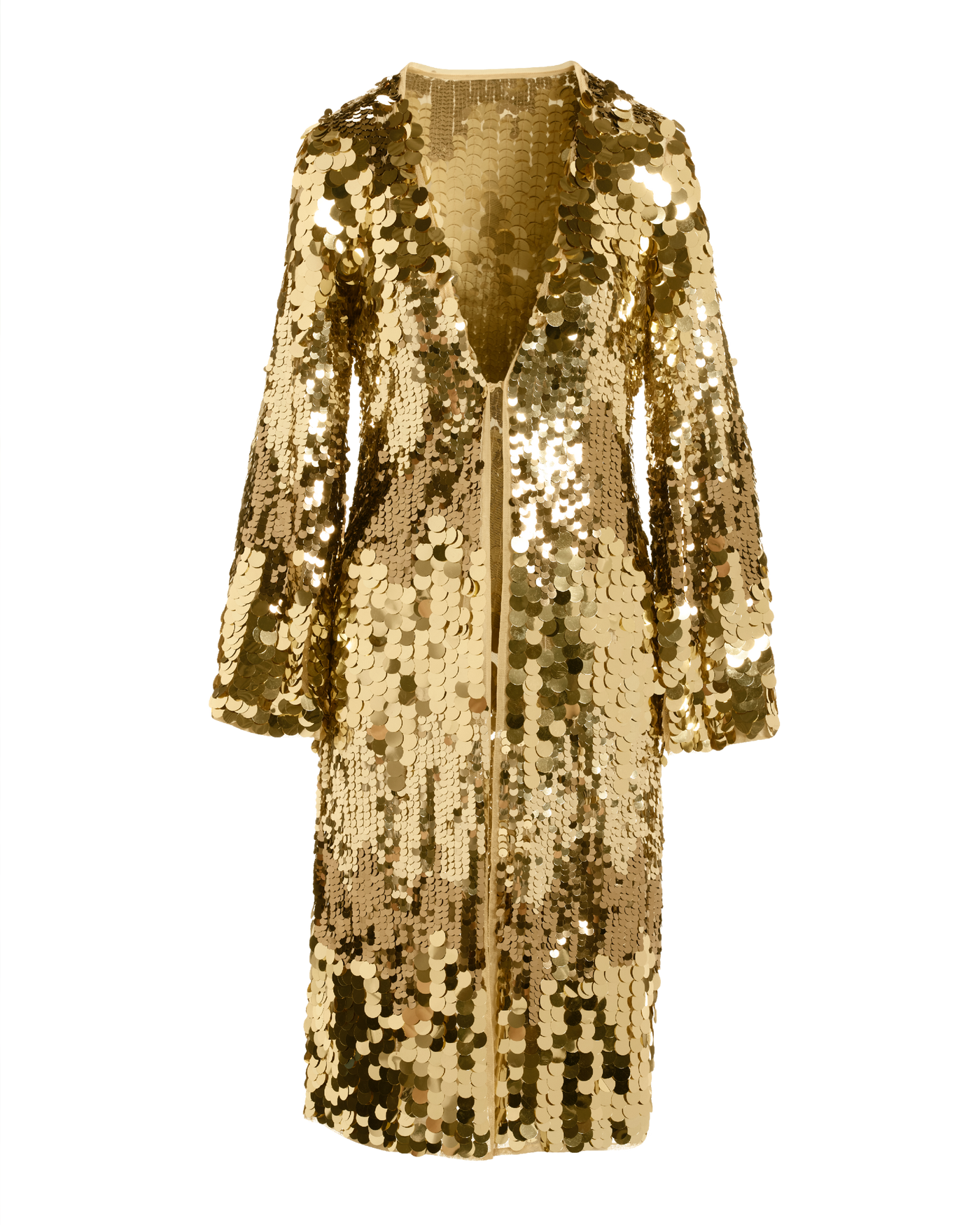 Paillette Bell Sleeve Duster Gold