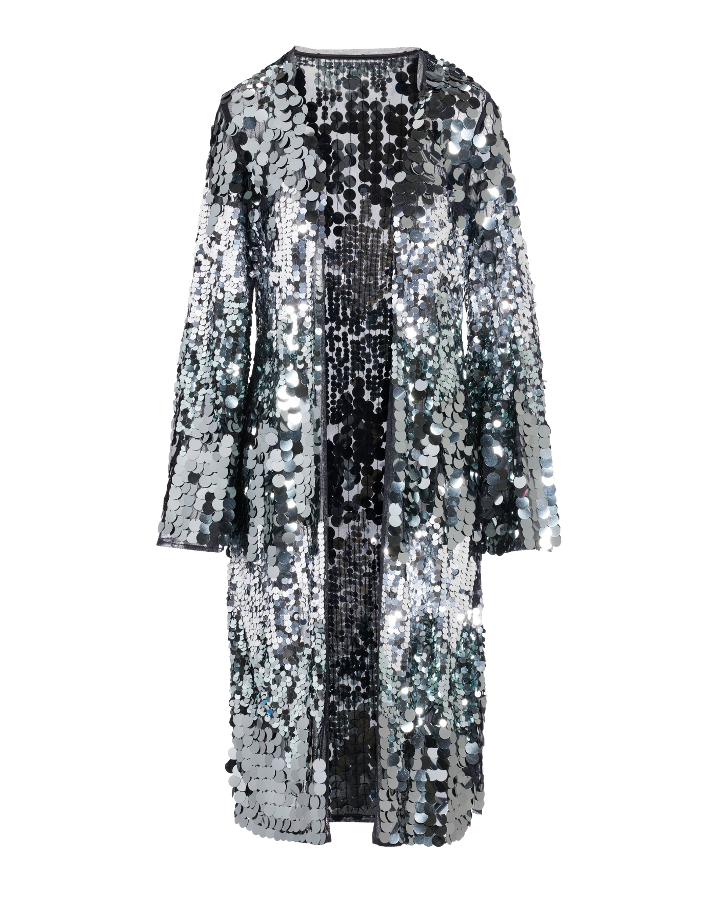 Paillette Bell Sleeve Duster Black Multi