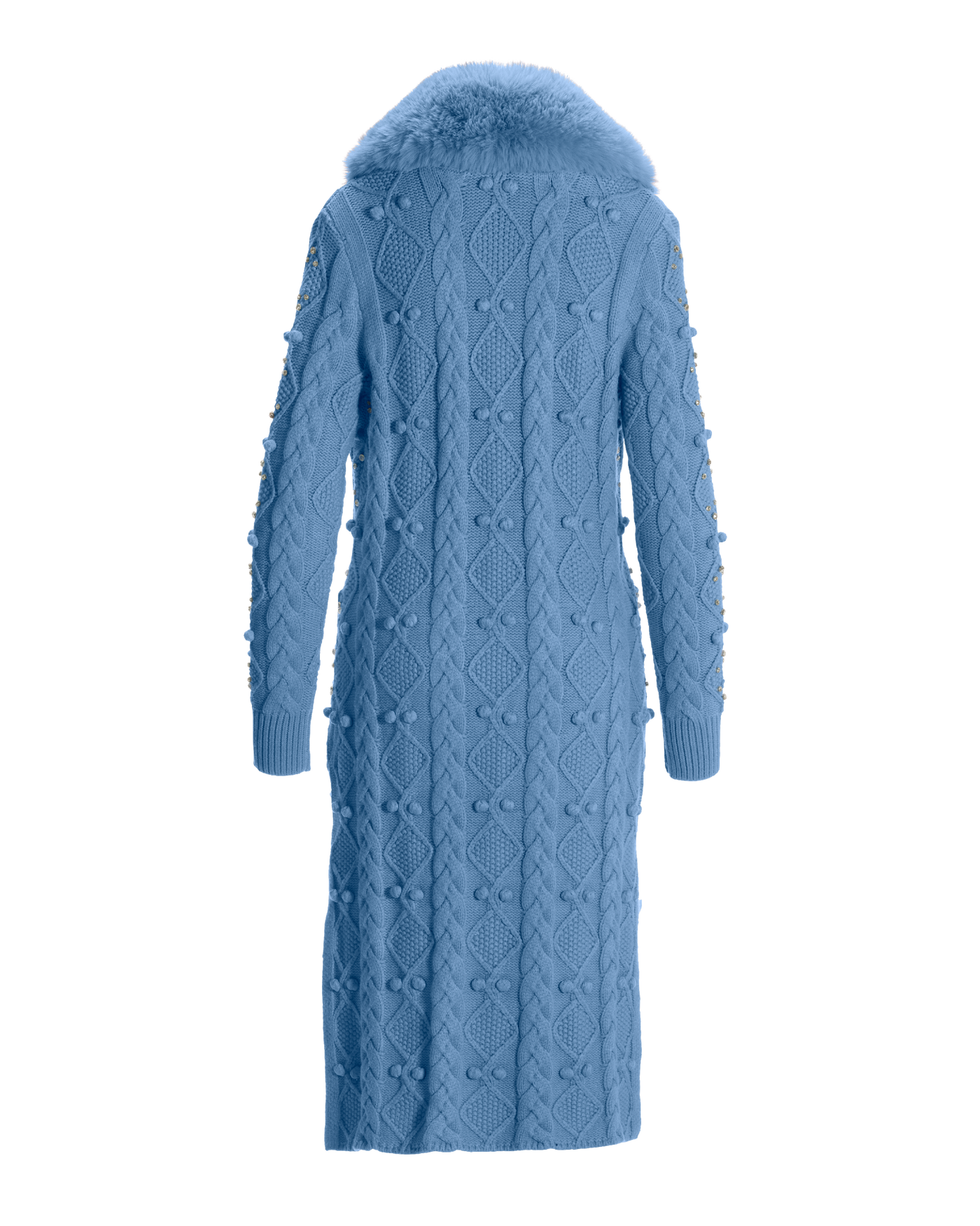 Faux Fur Embellished Cable Duster - Clear Blue Sky | Boston Proper