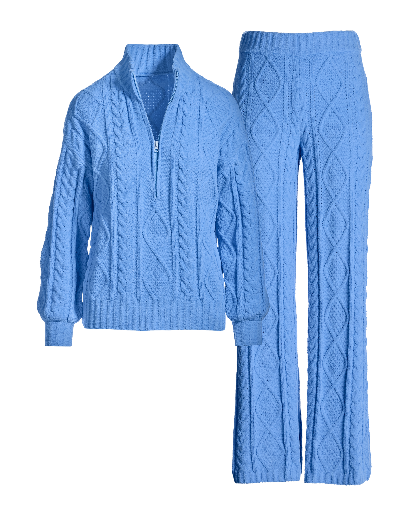 Half Zip Cable Lounge Set Blue Daze