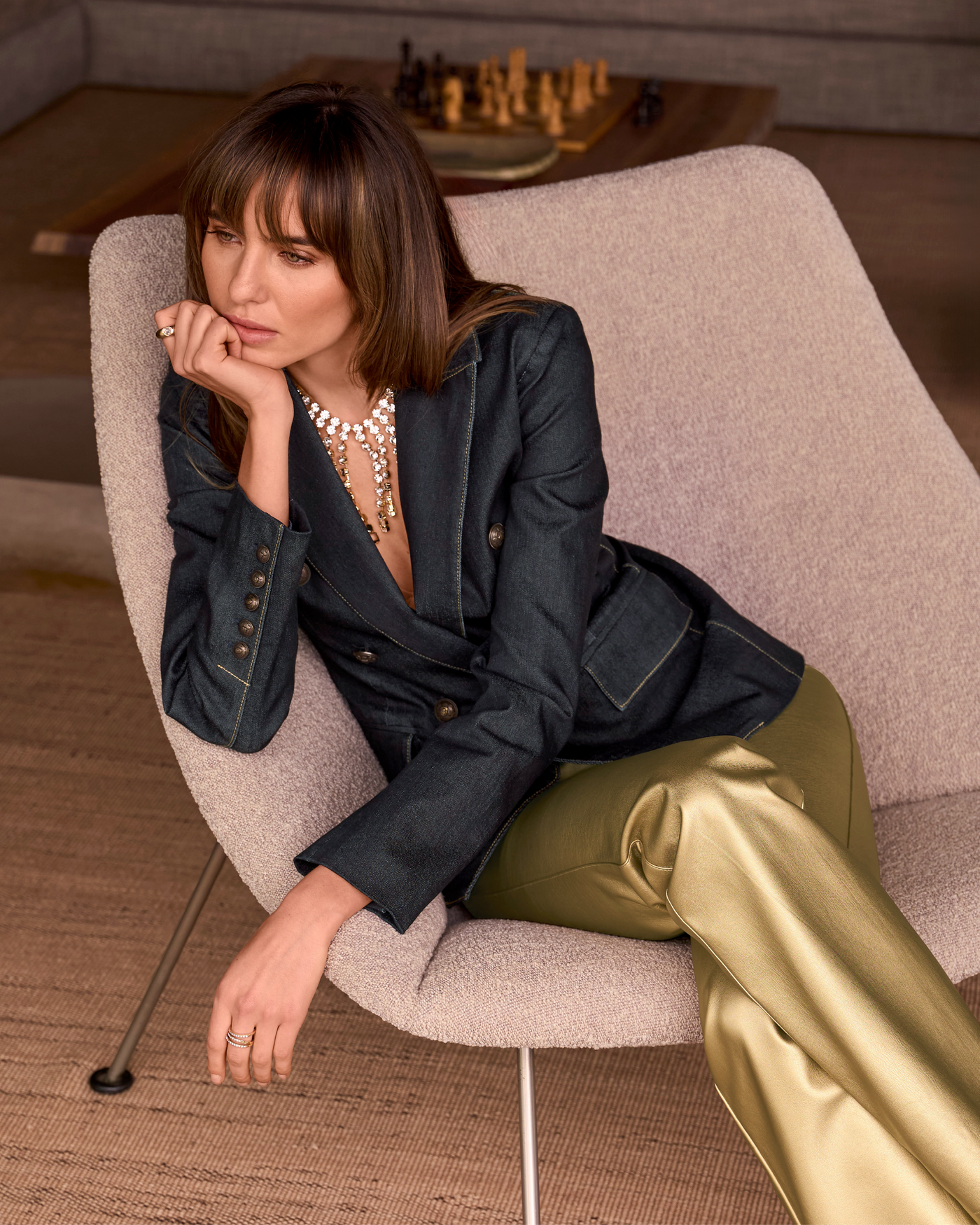 Monterey Faux Leather Five Pocket Bootcut Pant Gold