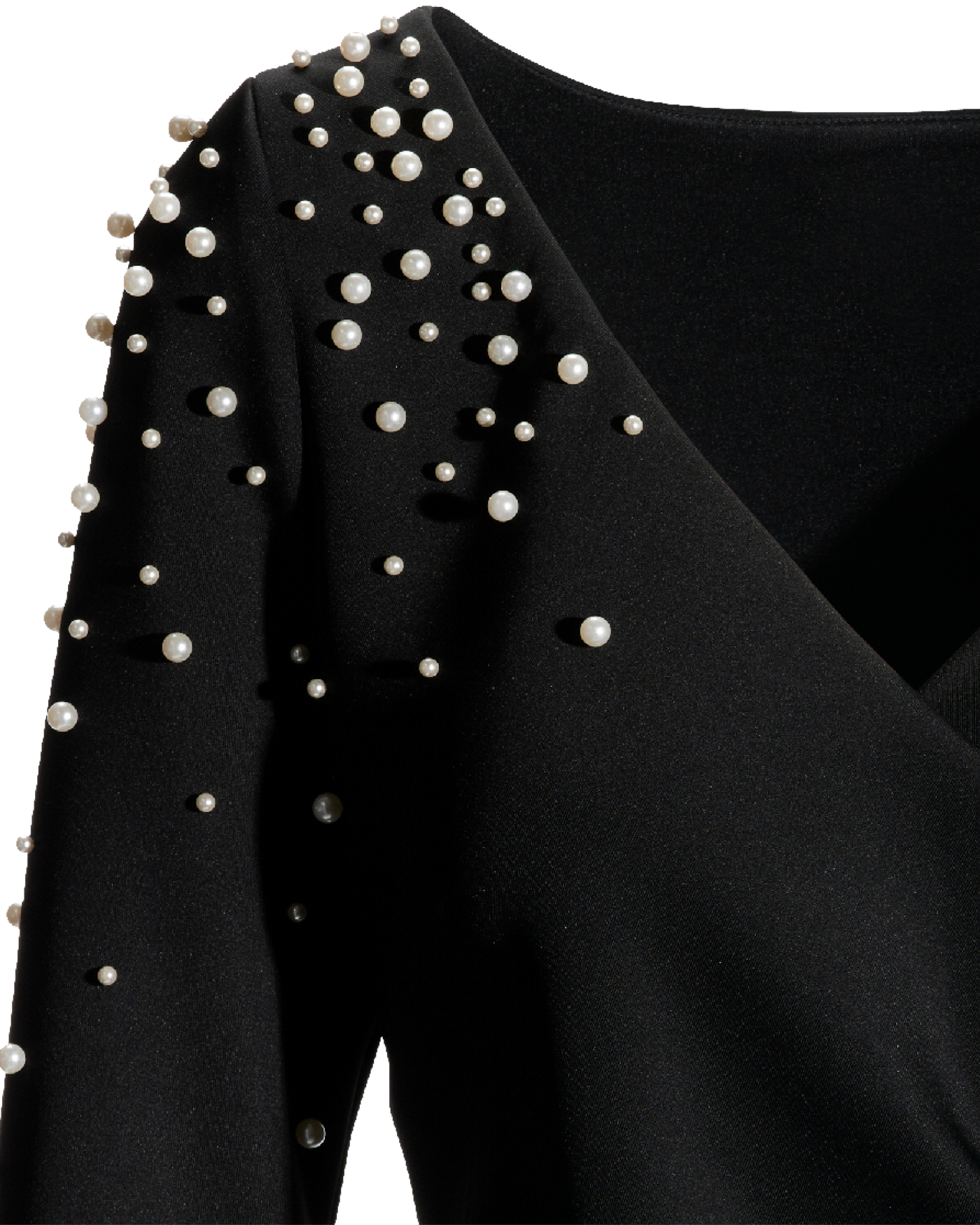 Pearl Surplice Flare Sleeve Top Proper Black