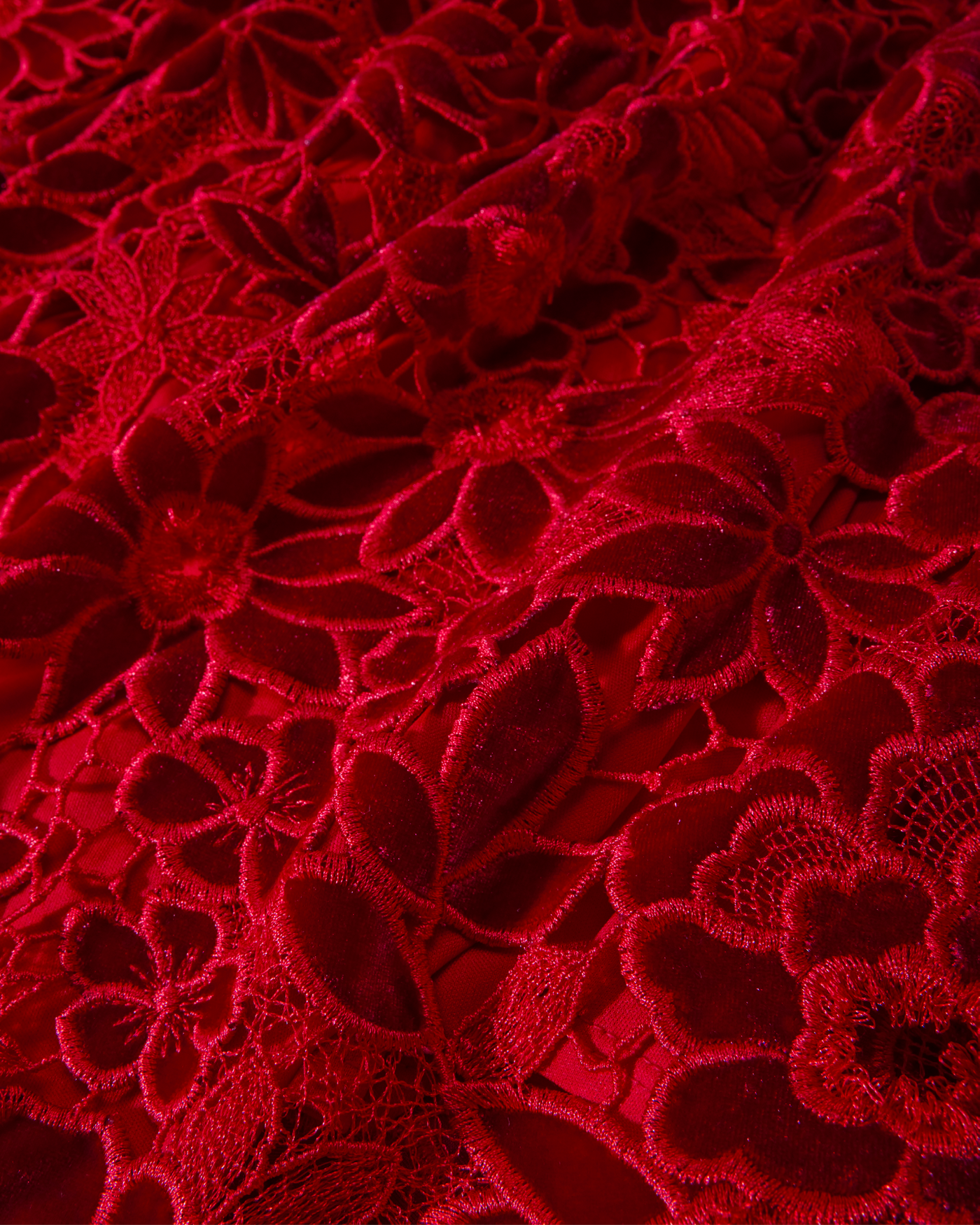 Mock Neck Velvet Lace Midi Dress Racing Red | Boston Proper
