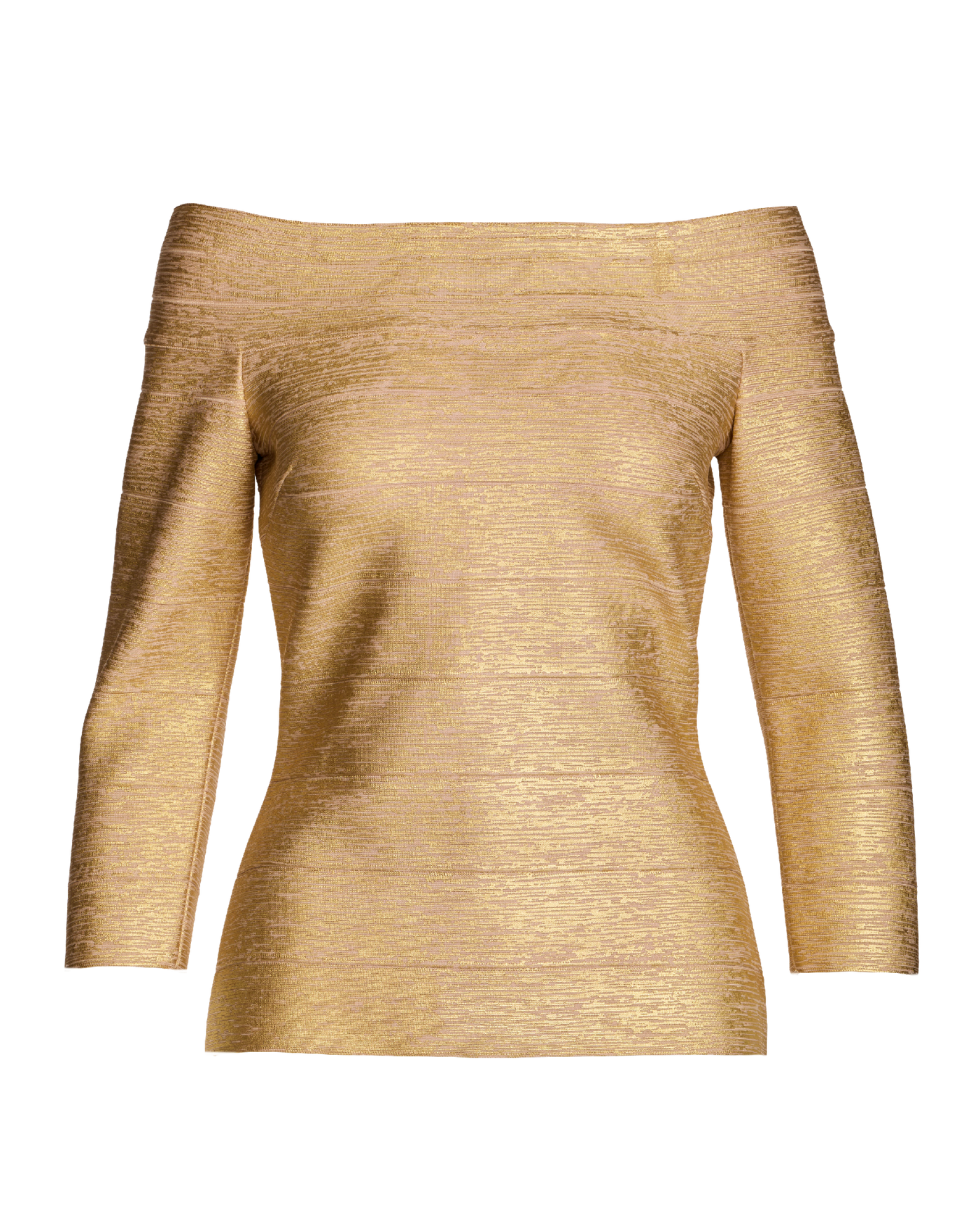 Foil Bandage Three Quarter Sleeve Sweater Gold