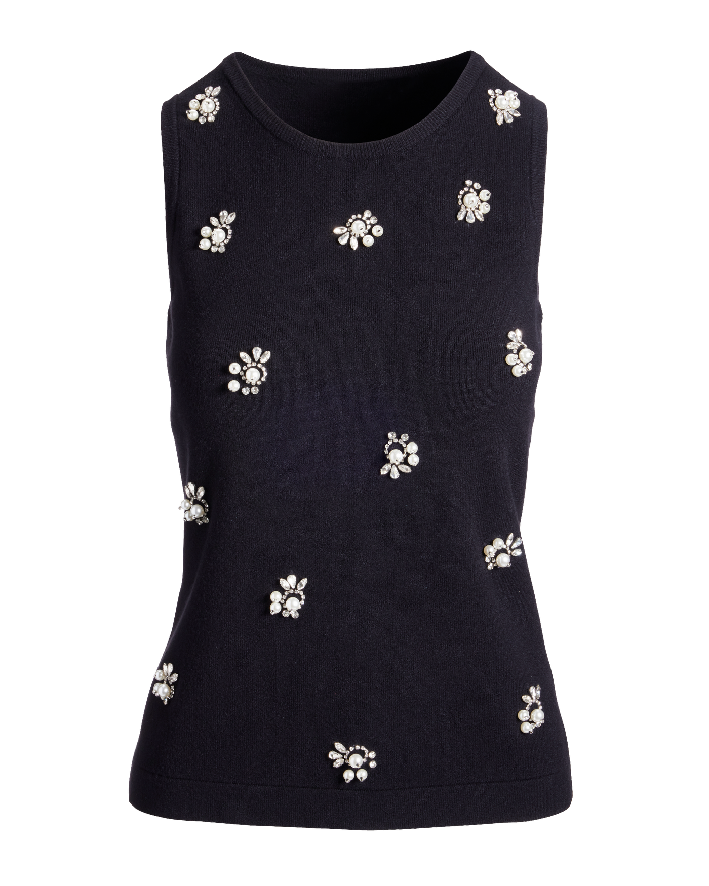 Pearl and Rhinestone Embellished Tank - Black | Boston Proper