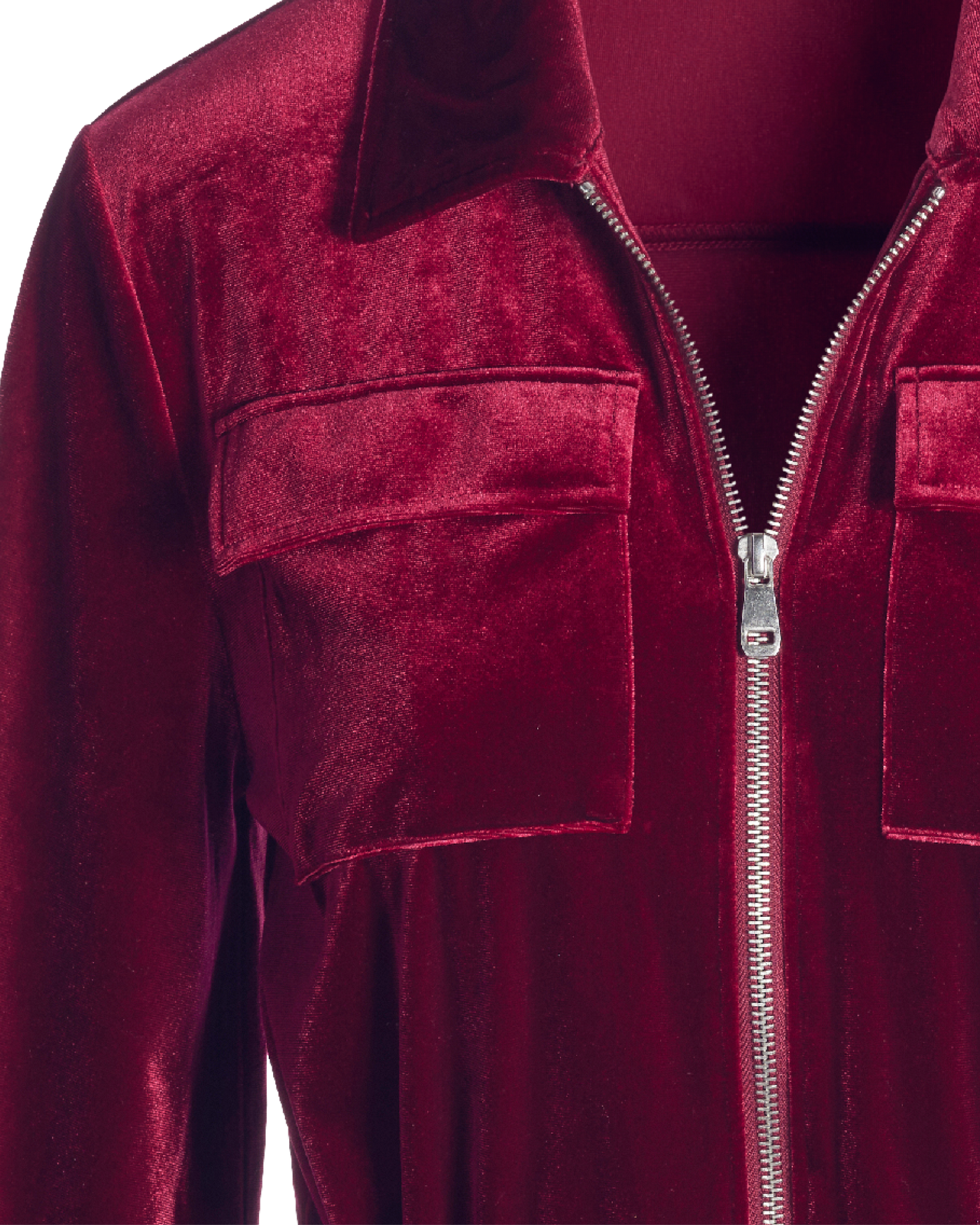 Chic Velour Drawstring Jacket and Jogger Set Burgundy