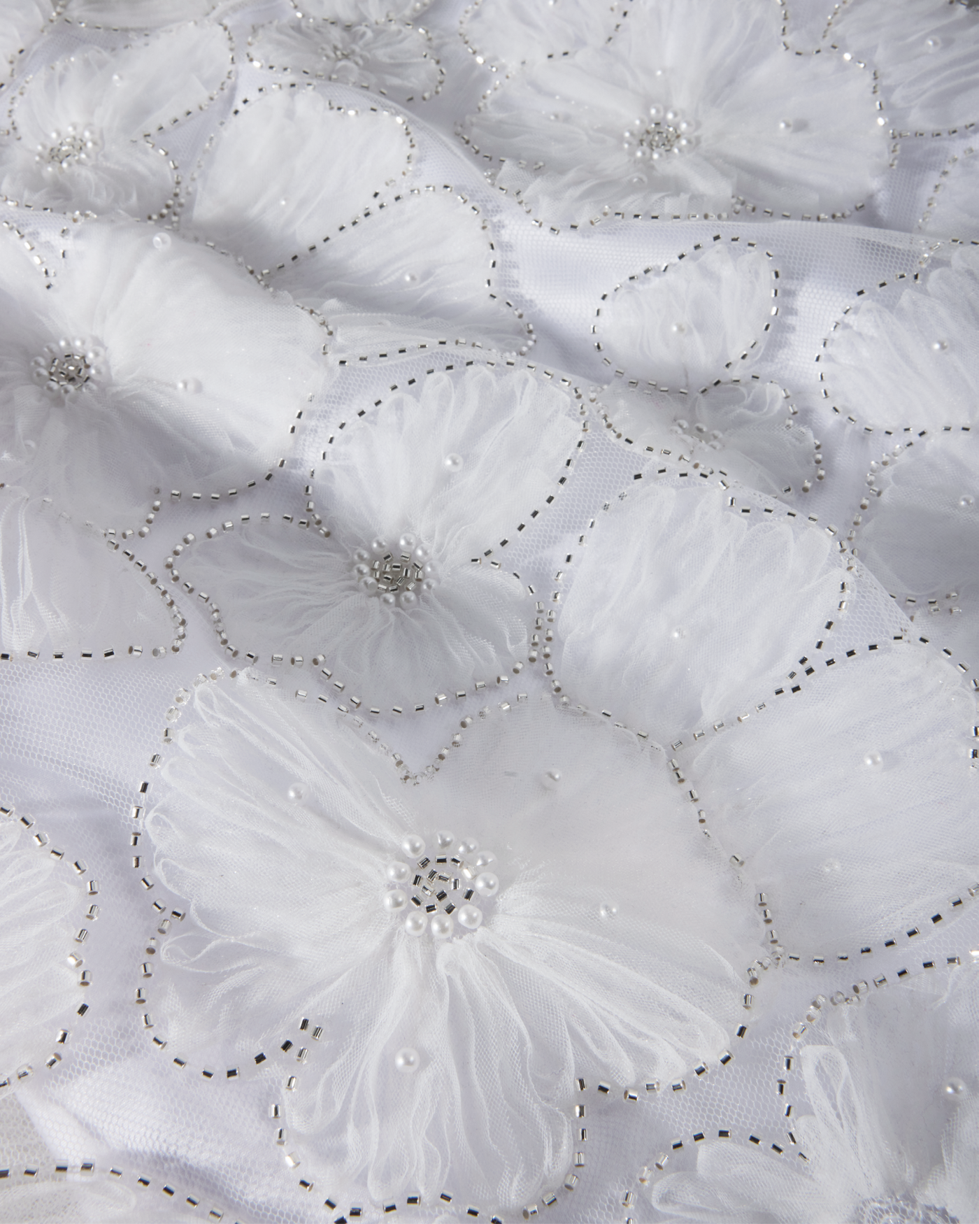 3D Embellished Floral Organza Blouse White | Boston Proper