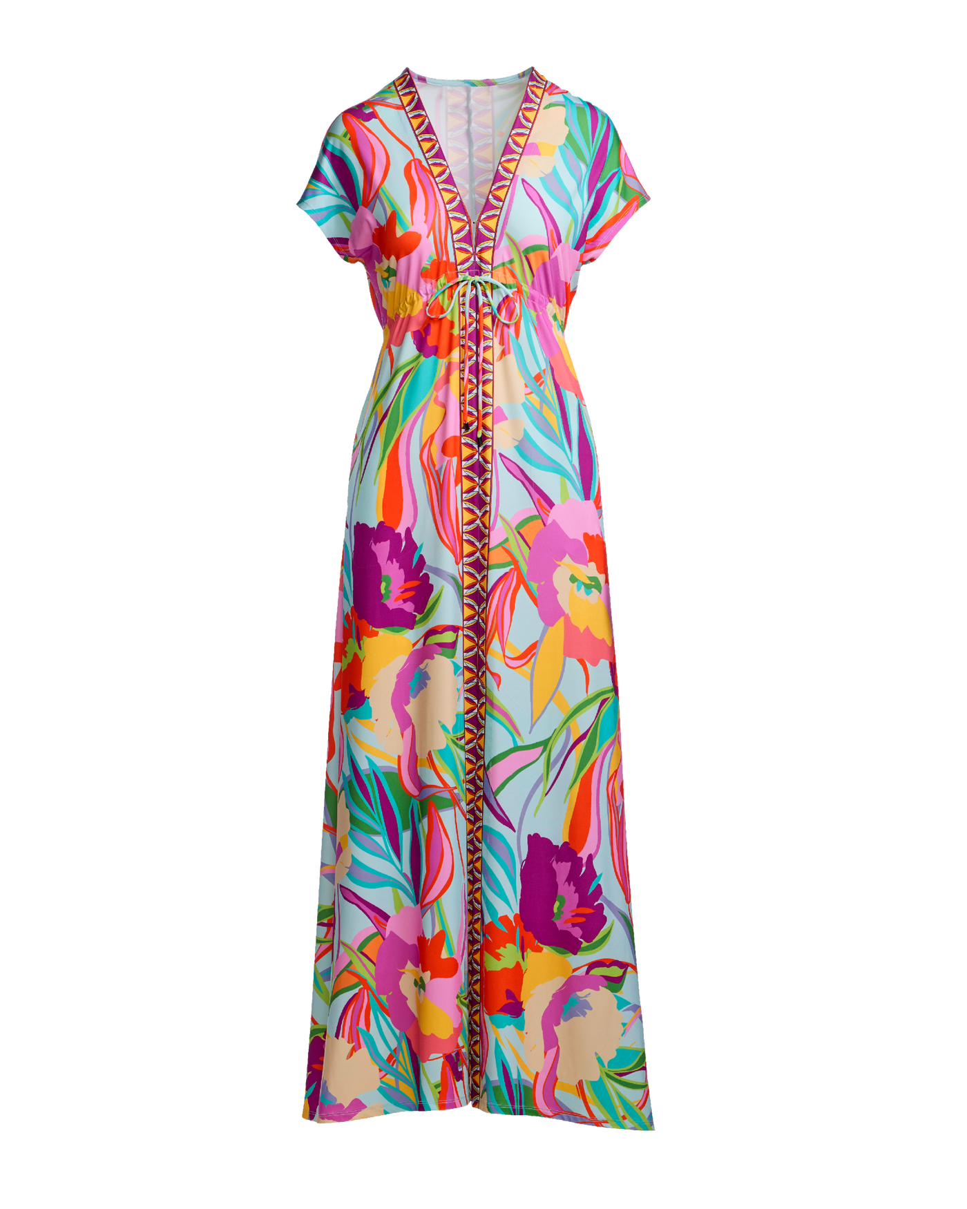 Border Print Slit Front Knit Maxi Dress - Multi | Boston Proper