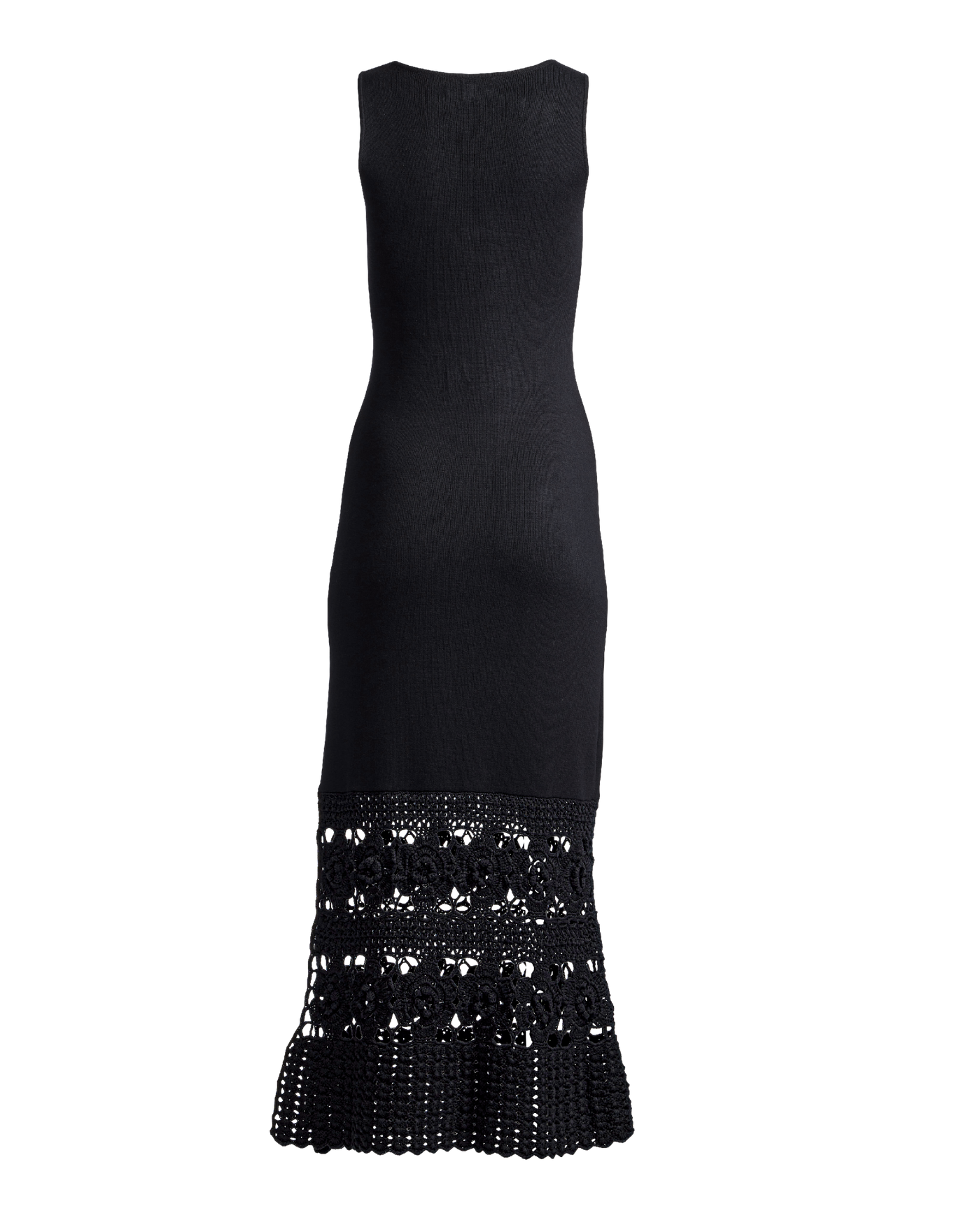 Scoop Neck Crochet Inset Sweater Dress Black