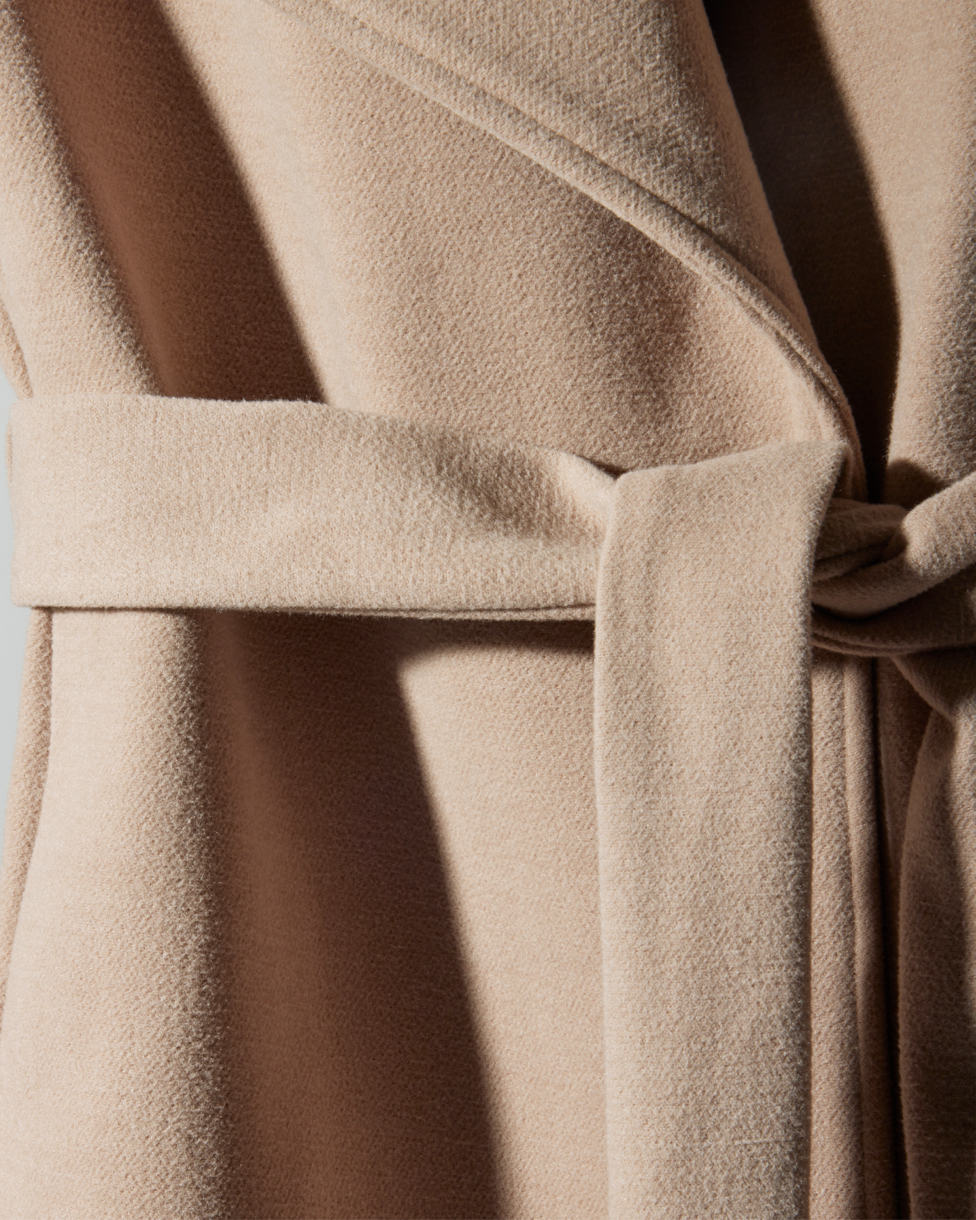 Chic Tie Waist Fully Lined Hip Length Coat Camel