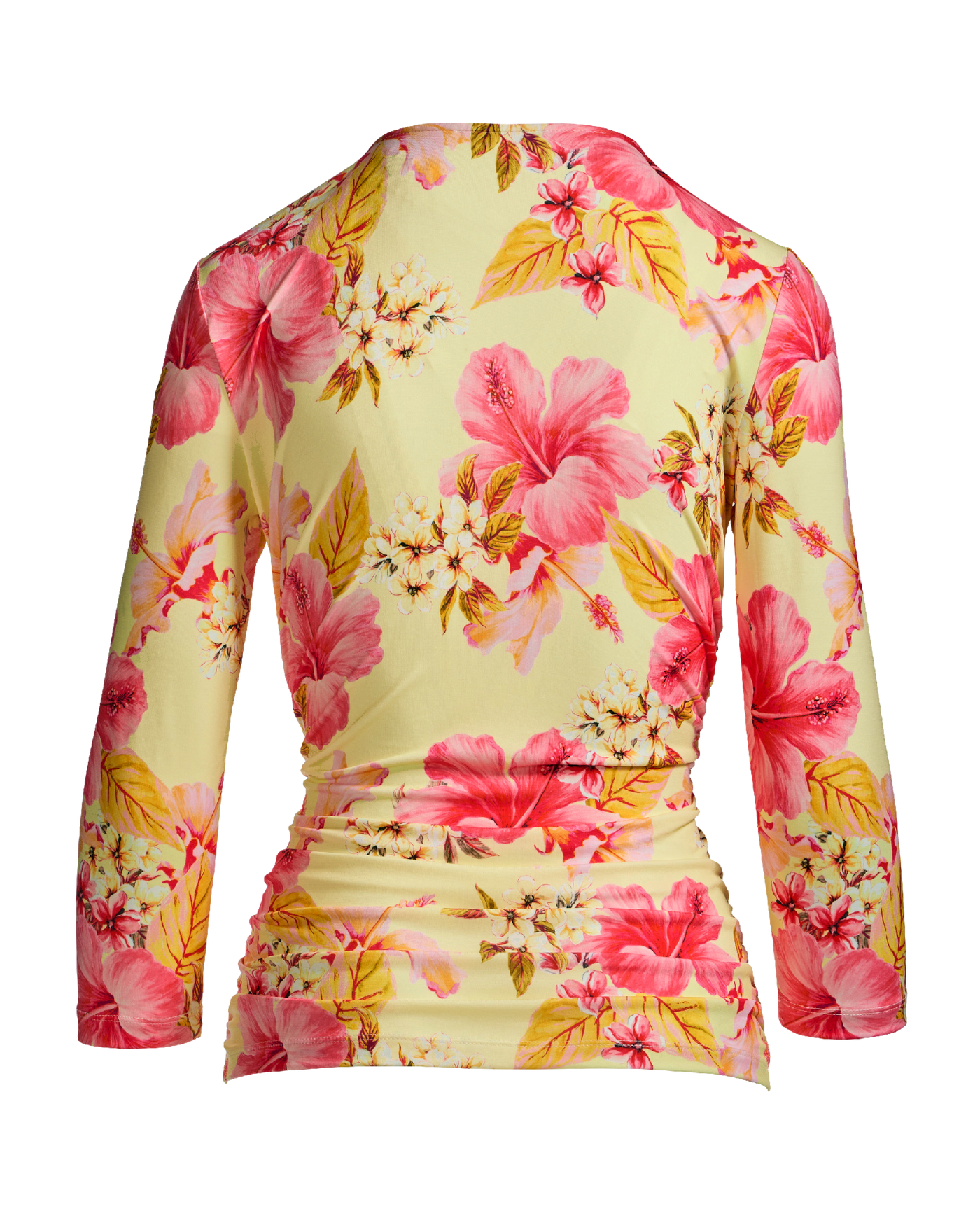 So Chic Print Cut Out Ruched Knit Top - Hibiscus Springs | Boston