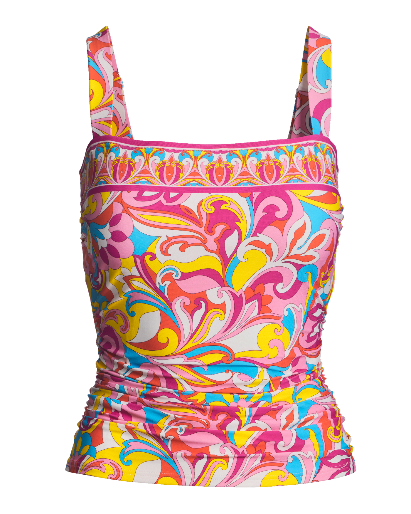 Swim Sense Print Square-Neck Tankini Top Tulum Abstract