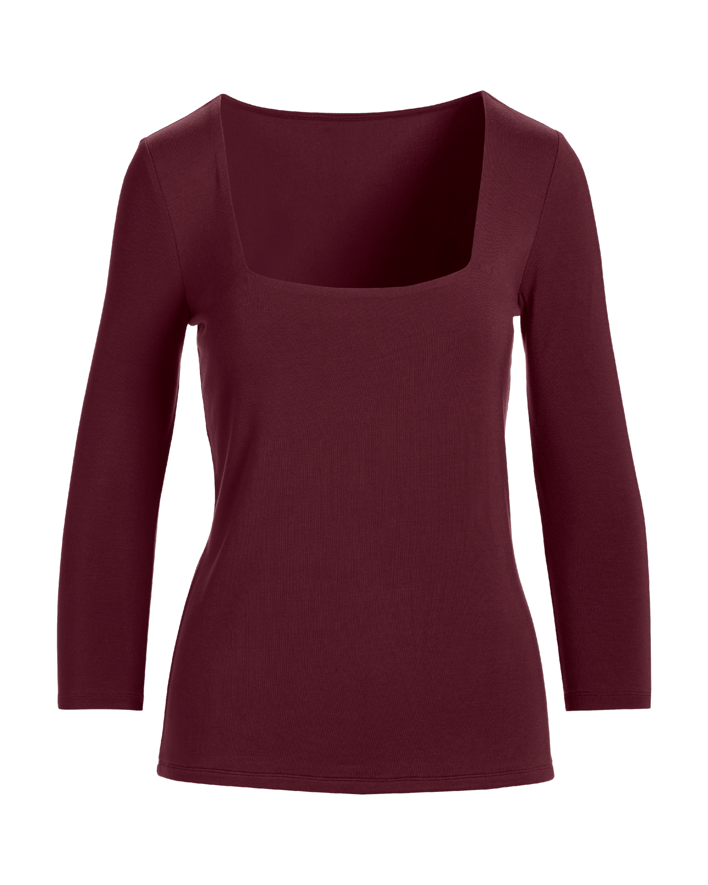 So Effortless Square Neck Three Quarter Sleeve Top Black Cherry