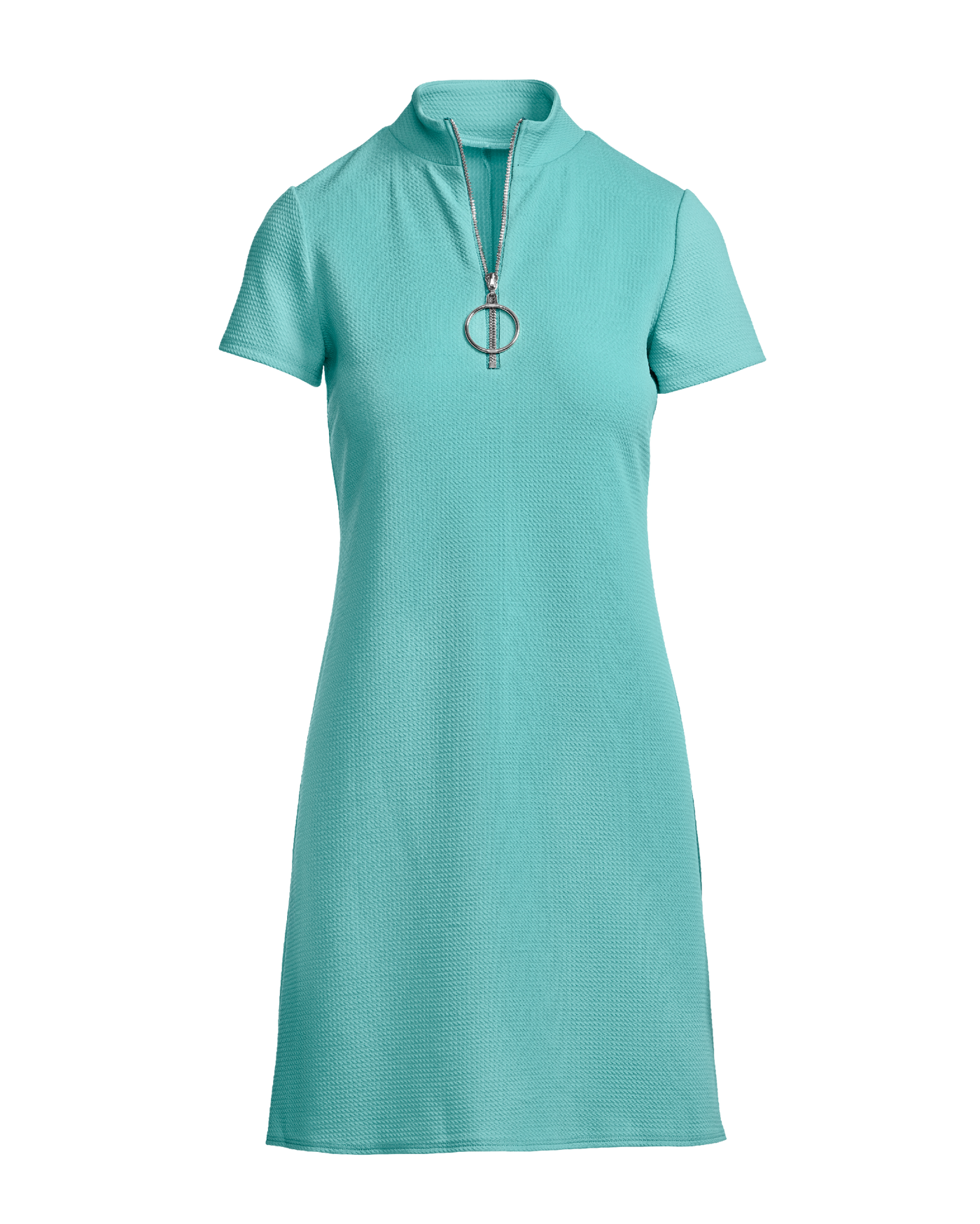 Zip Up Short Sleeve Shift Dress - Aqua Splash | Boston Proper