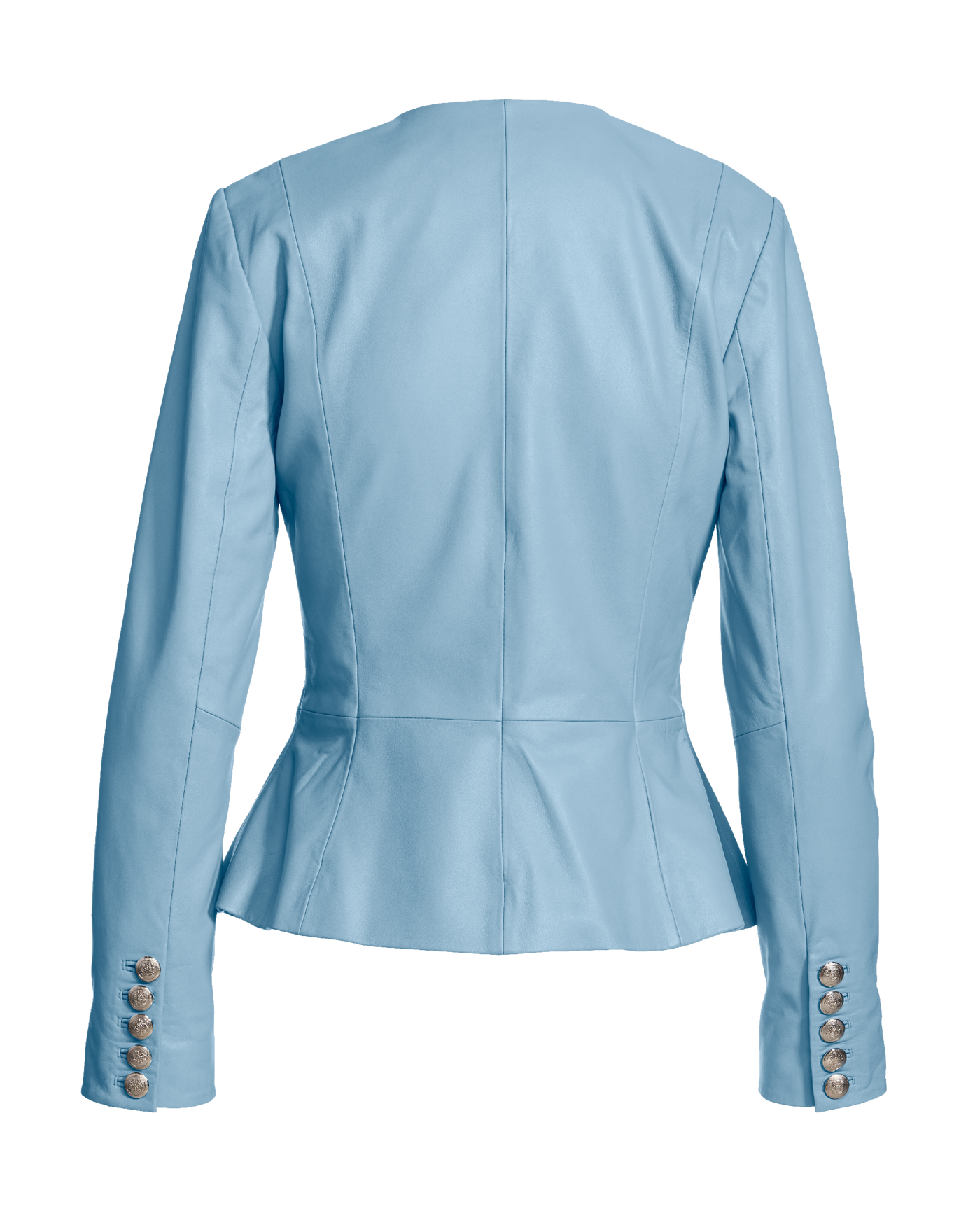 Genuine Leather Double Breasted Peplum Jacket Baltic Sea | Boston