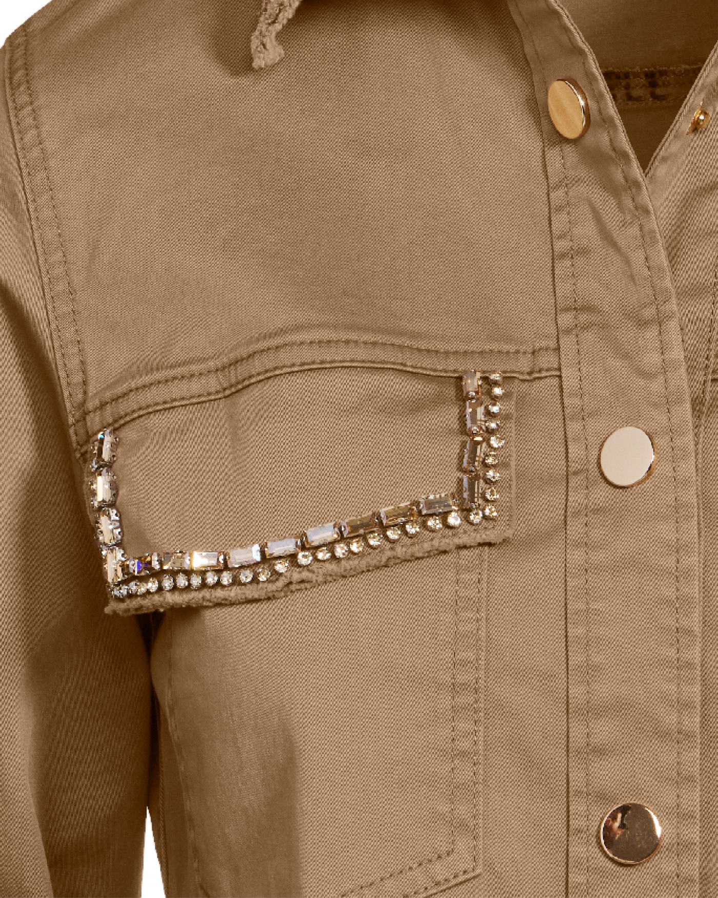Crystal Trim Effortless Light Weight Jacket Caramel