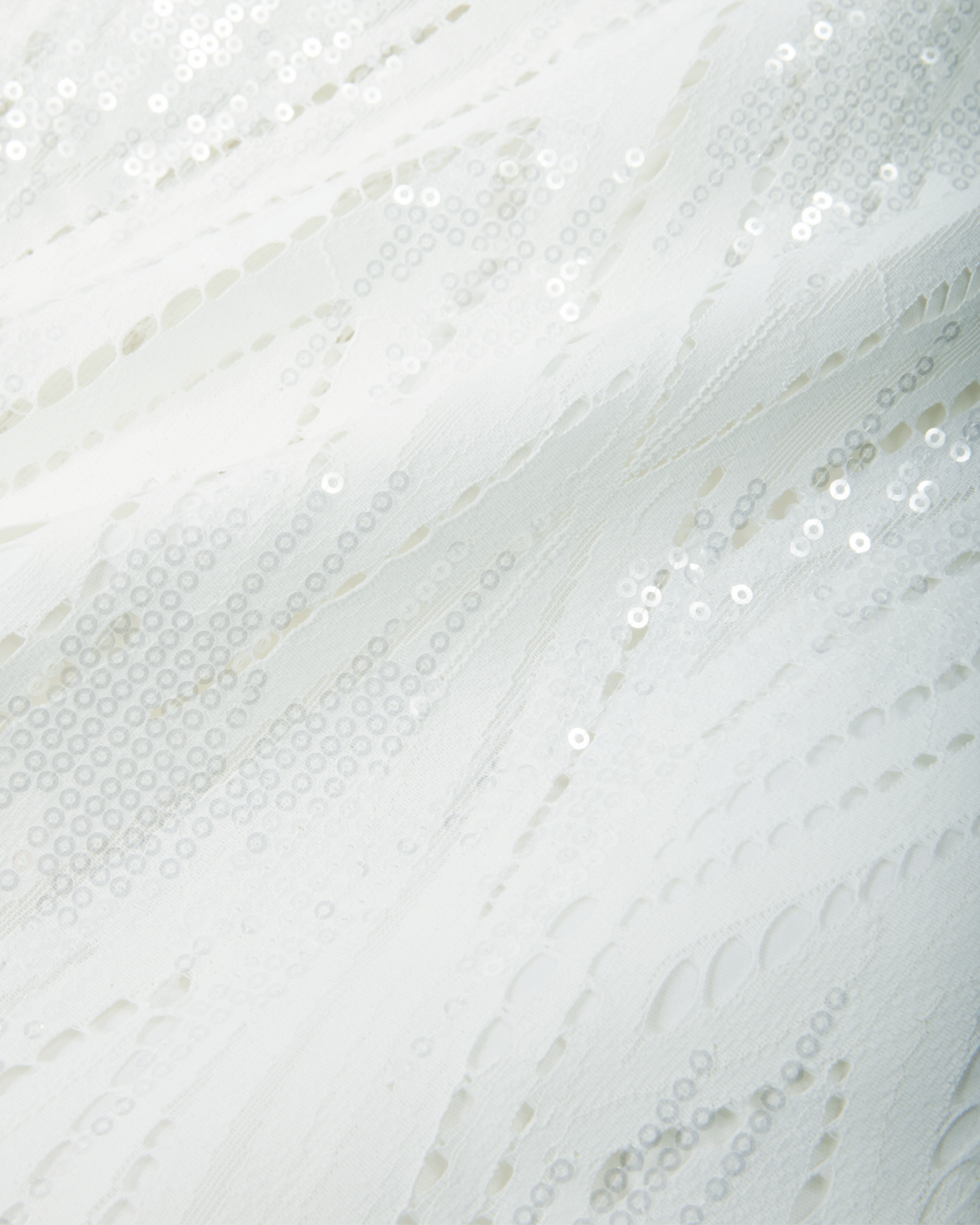 Clear Sequin Coated Lace Feminine Trench Coat White