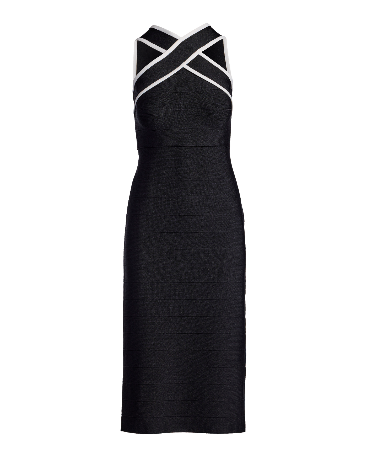 Color Block Criss Cross Bandage Midi Dress - Black | Boston Proper