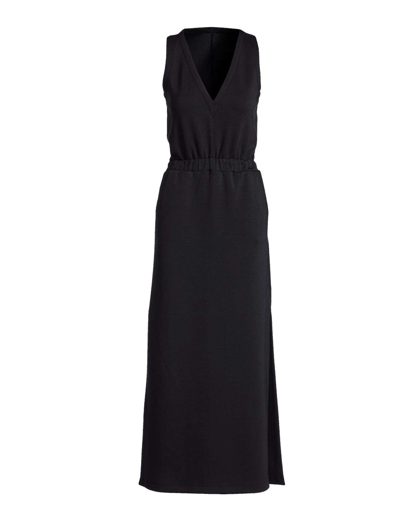 Luxe Lounge V-Neck Blouson Maxi Dress - Black | Boston Proper