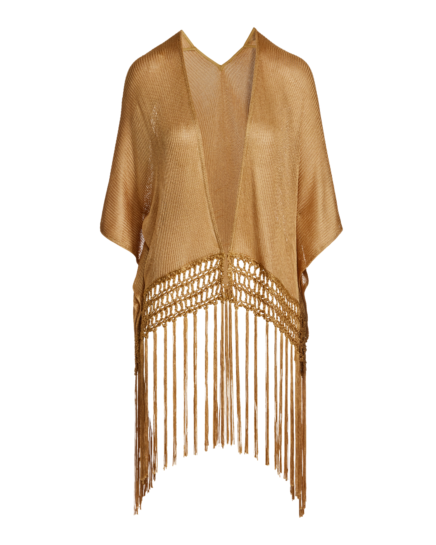 Macramé Fringe Poncho - Tan | Boston Proper