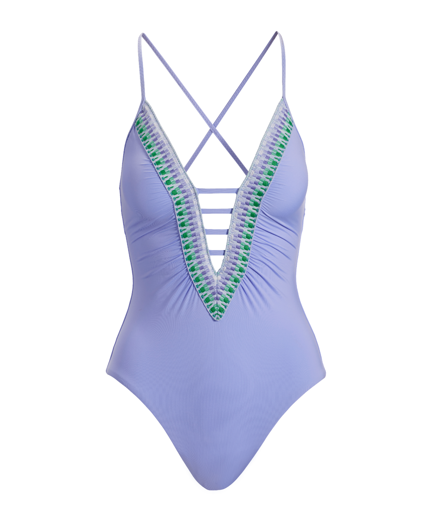 Plunge Trim One Piece - Lavender | Boston Proper Plunge Trim One Piece - Lavender | Boston Proper
