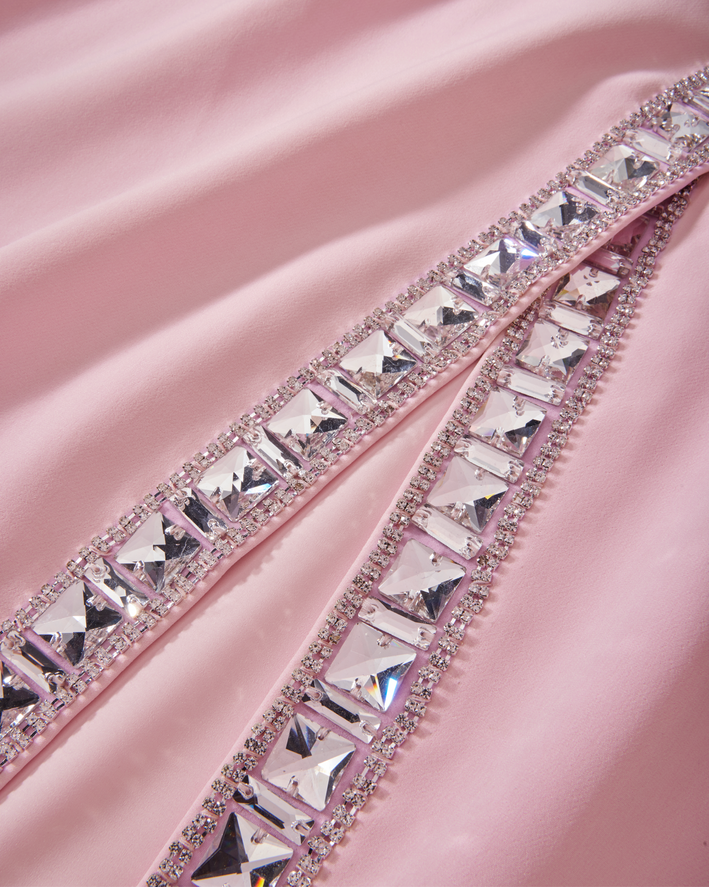 Crystal Embellished Slit Sheath Dress Pastel Pink
