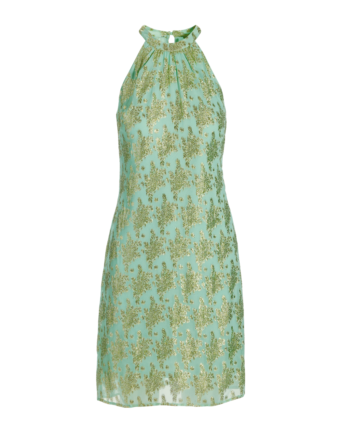 Metallic Halter Shift Dress - Seaglass | Boston Proper