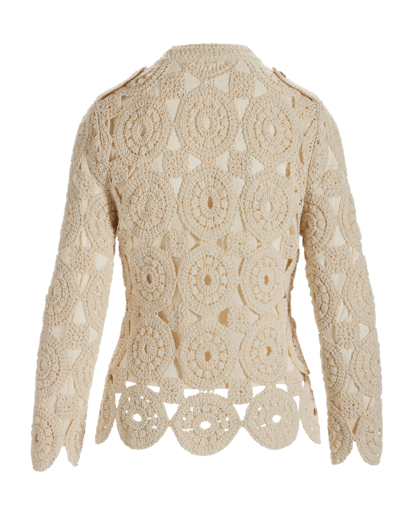 Crochet Three Quarter Sleeve Jacket Natural