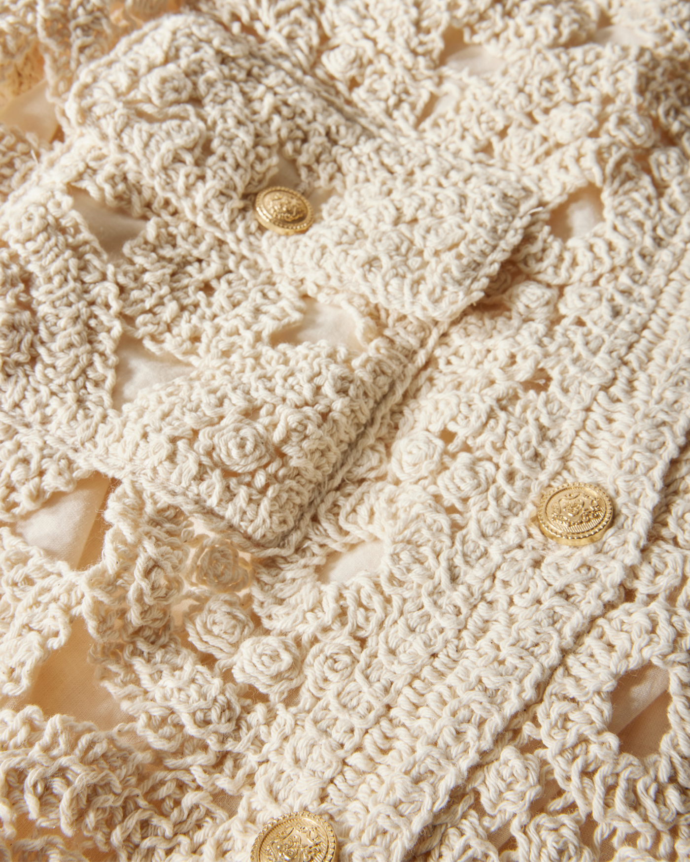 Crochet Three Quarter Sleeve Jacket Natural