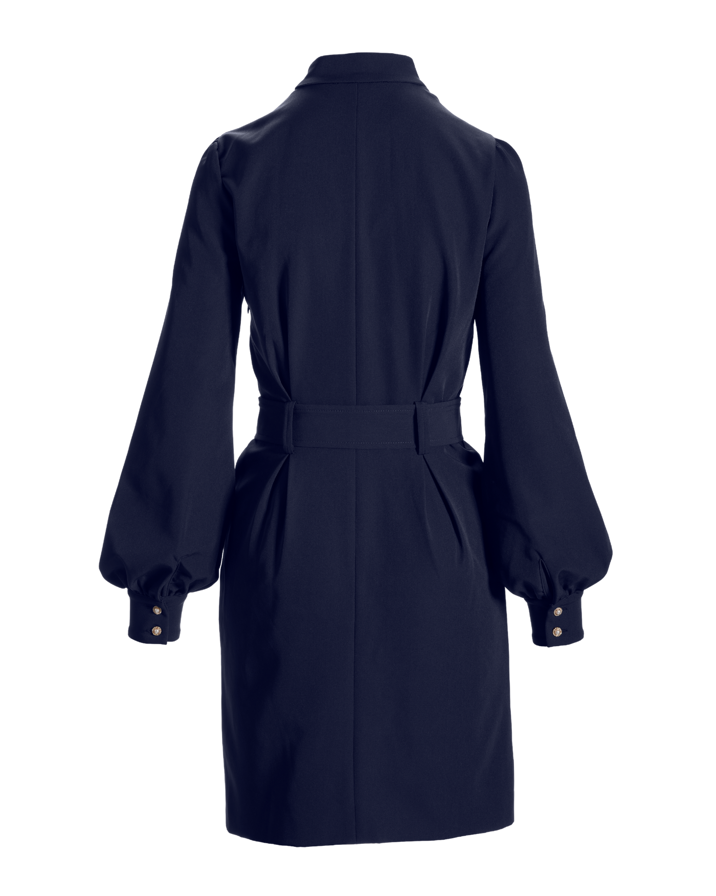Long Sleeve Crepe Zip Up Dress Navy