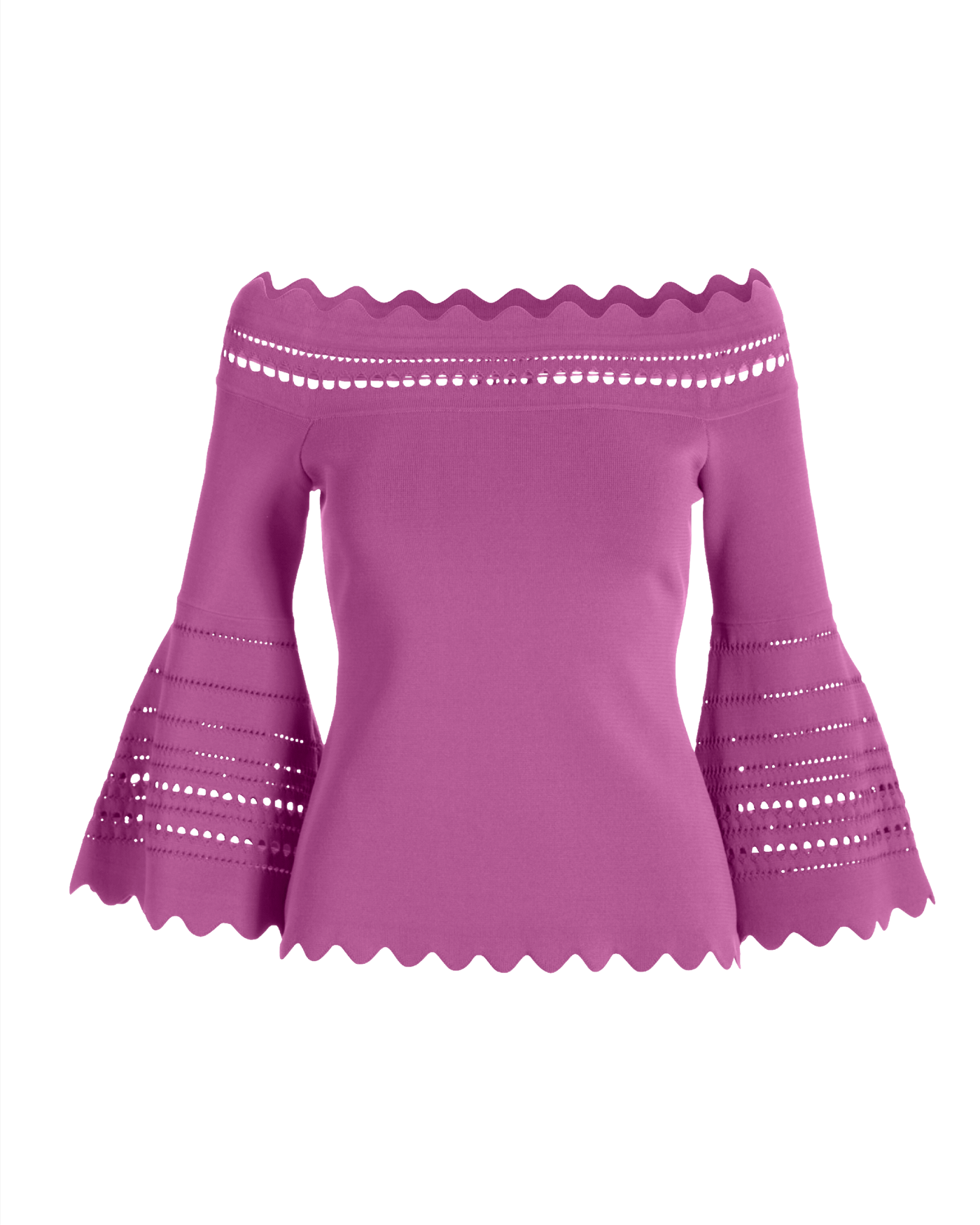 Off The Shoulder Lace Scallop Sweater Radiant Orchid