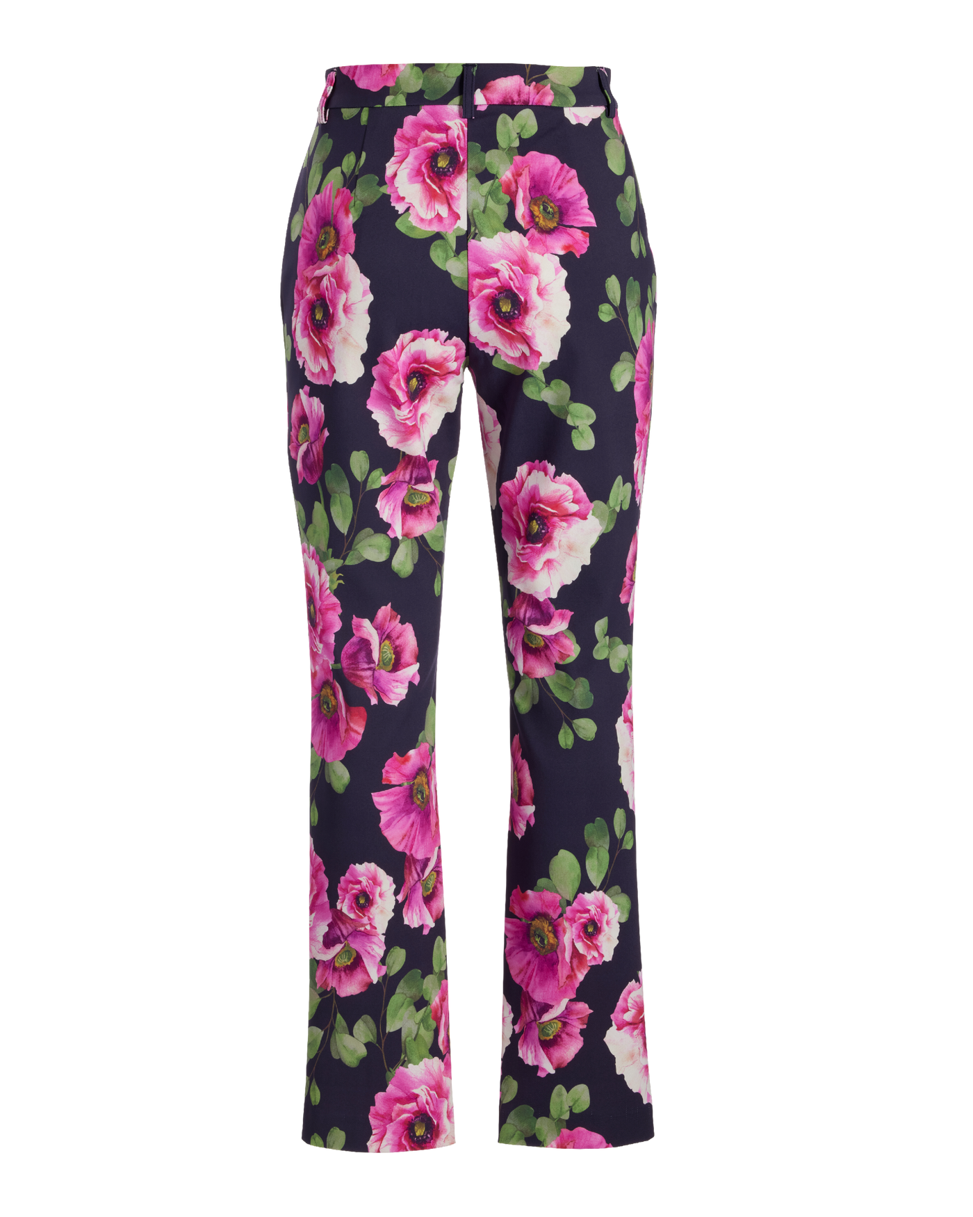 Newport Modern Slim Straight Leg Slit Front Print Trouser Pant Proper Poppies