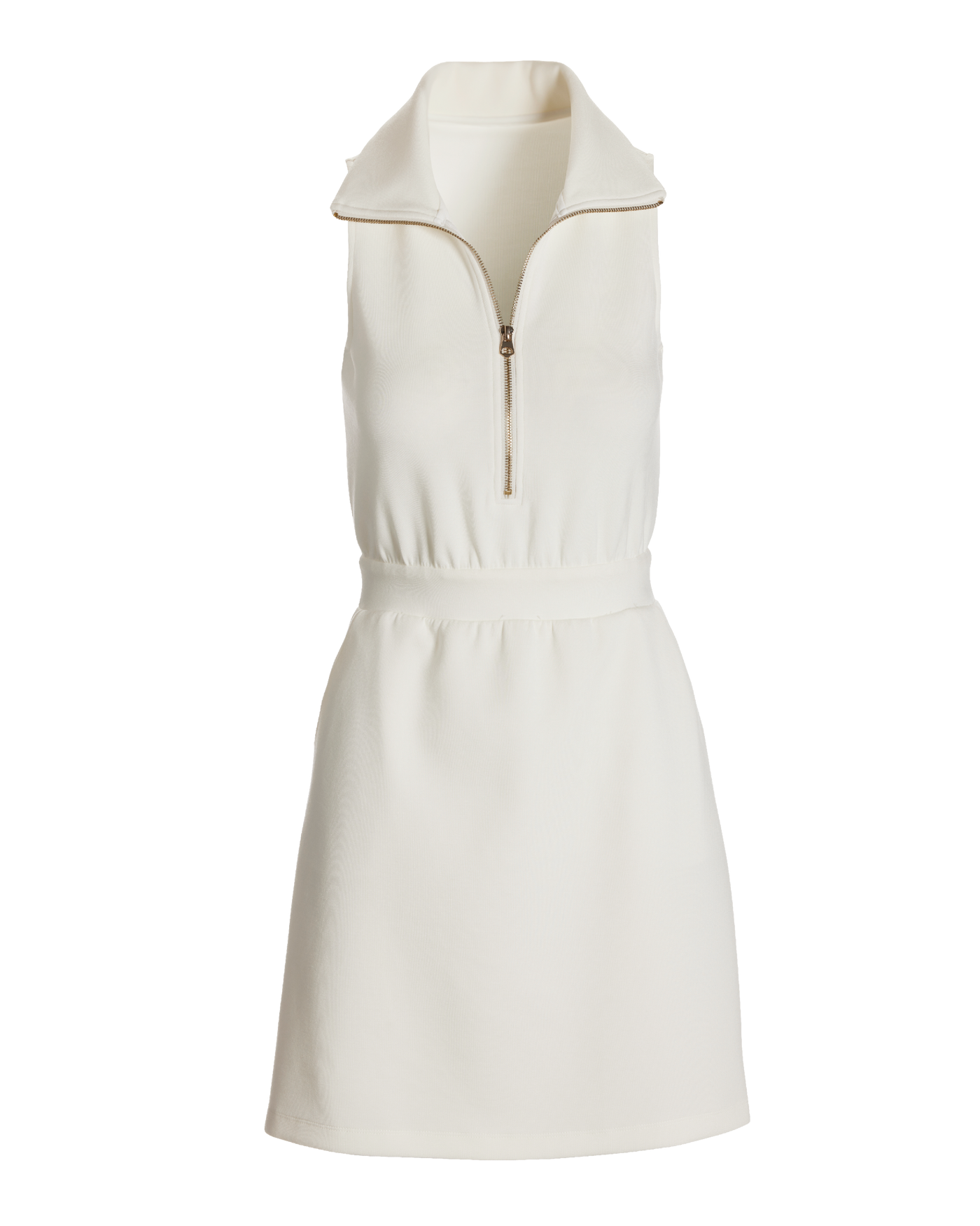Luxe Lounge Zip Cinched Waist Dress Off White