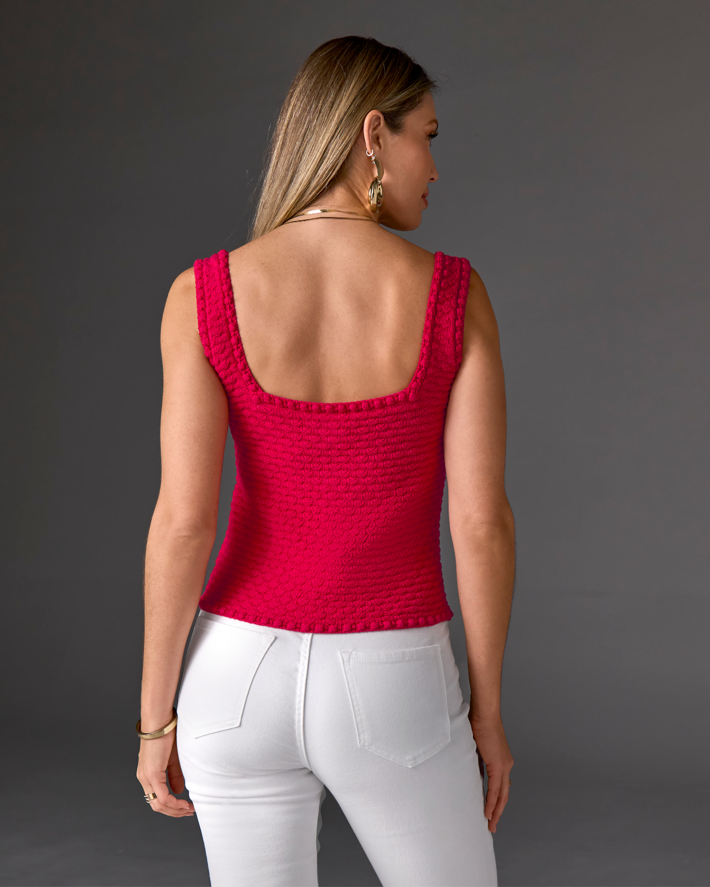 ★★ ★★ Women's Button Detail Sweater Tank Top Button Detail Sweater Tank - True Red | Boston Proper