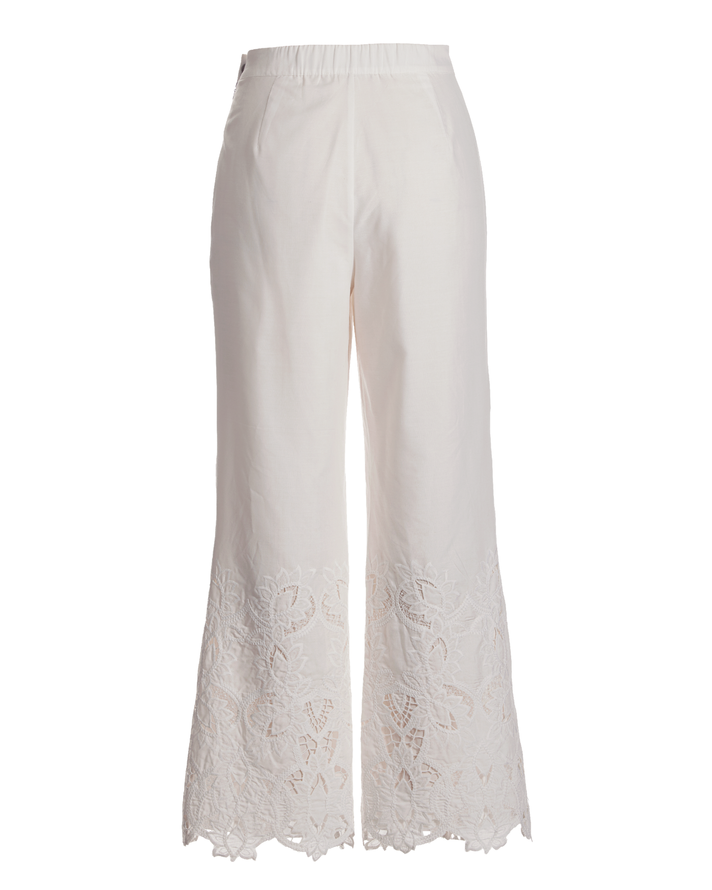 Malibu Floral Eyelet Scallop Pant - White | Boston Proper