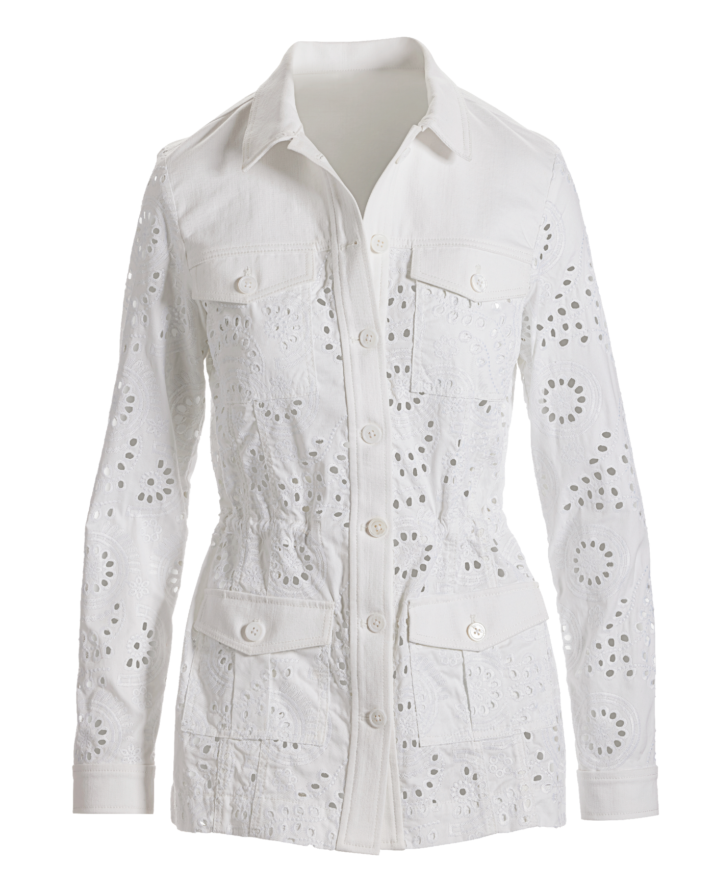 Eyelet Utility Jacket - Off White | Boston Proper