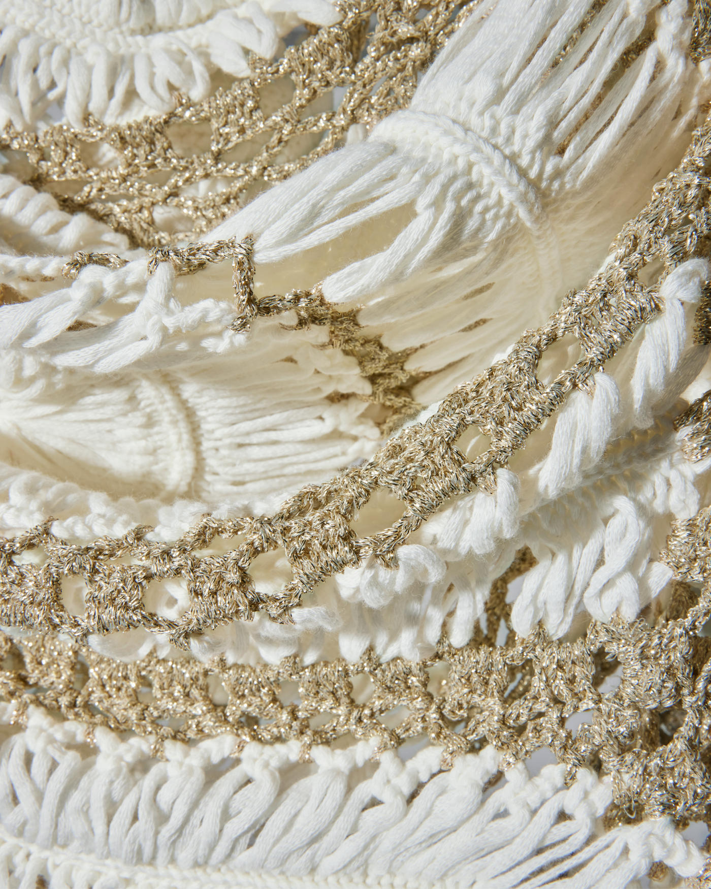 Crochet Sweater Cardigan Off White/Gold